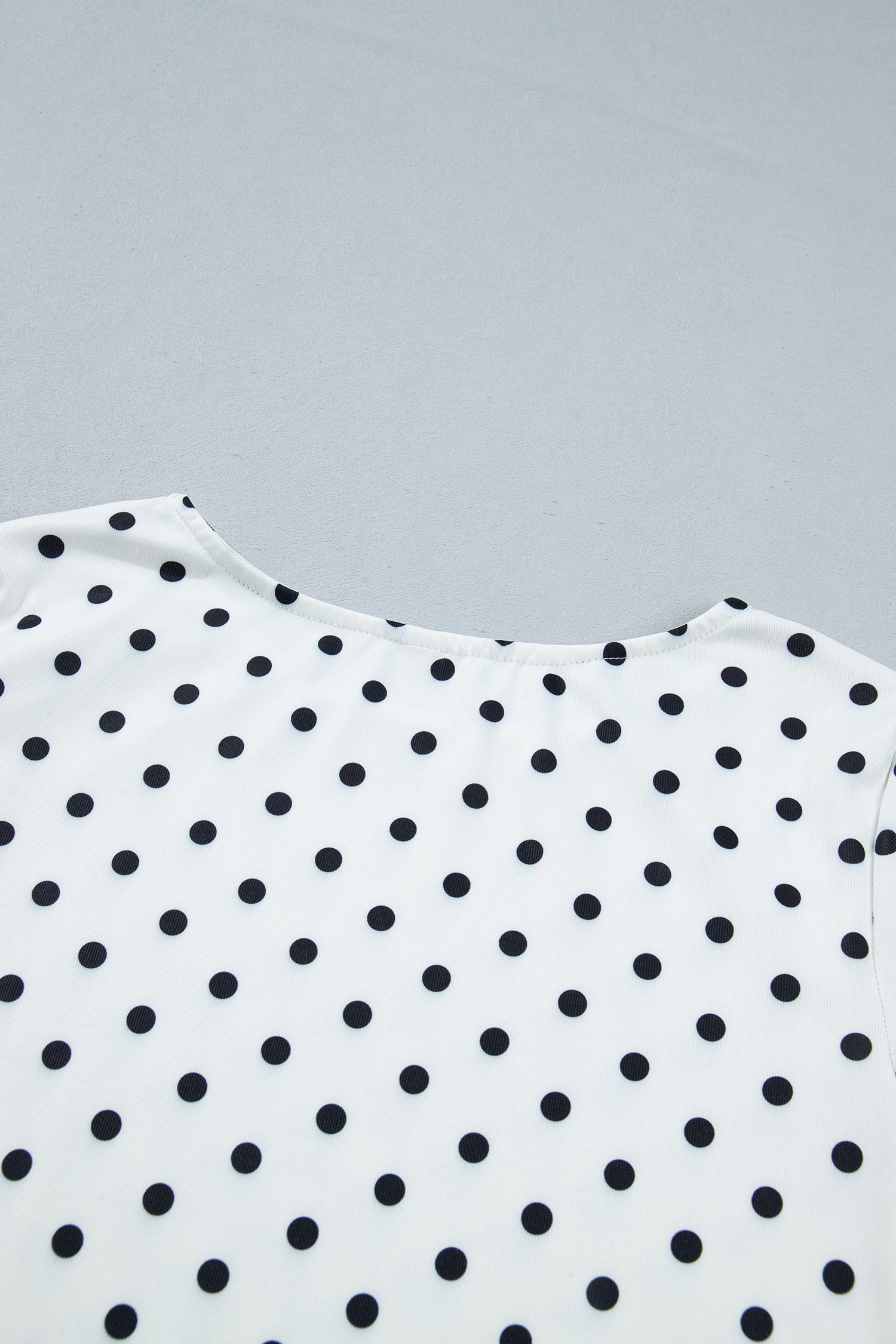 Polka Dot Print Lettuce Trim Long Sleeve Top – Black