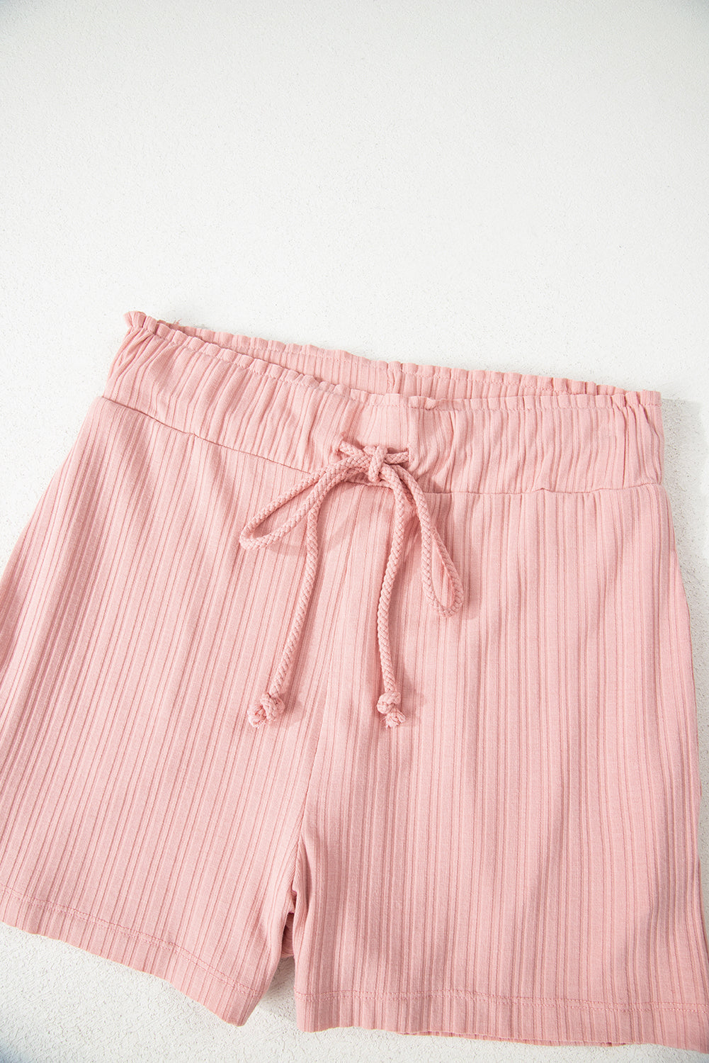 Pink Ribbed Button V Neck Tank Top and Shorts Co-ord Set eAura