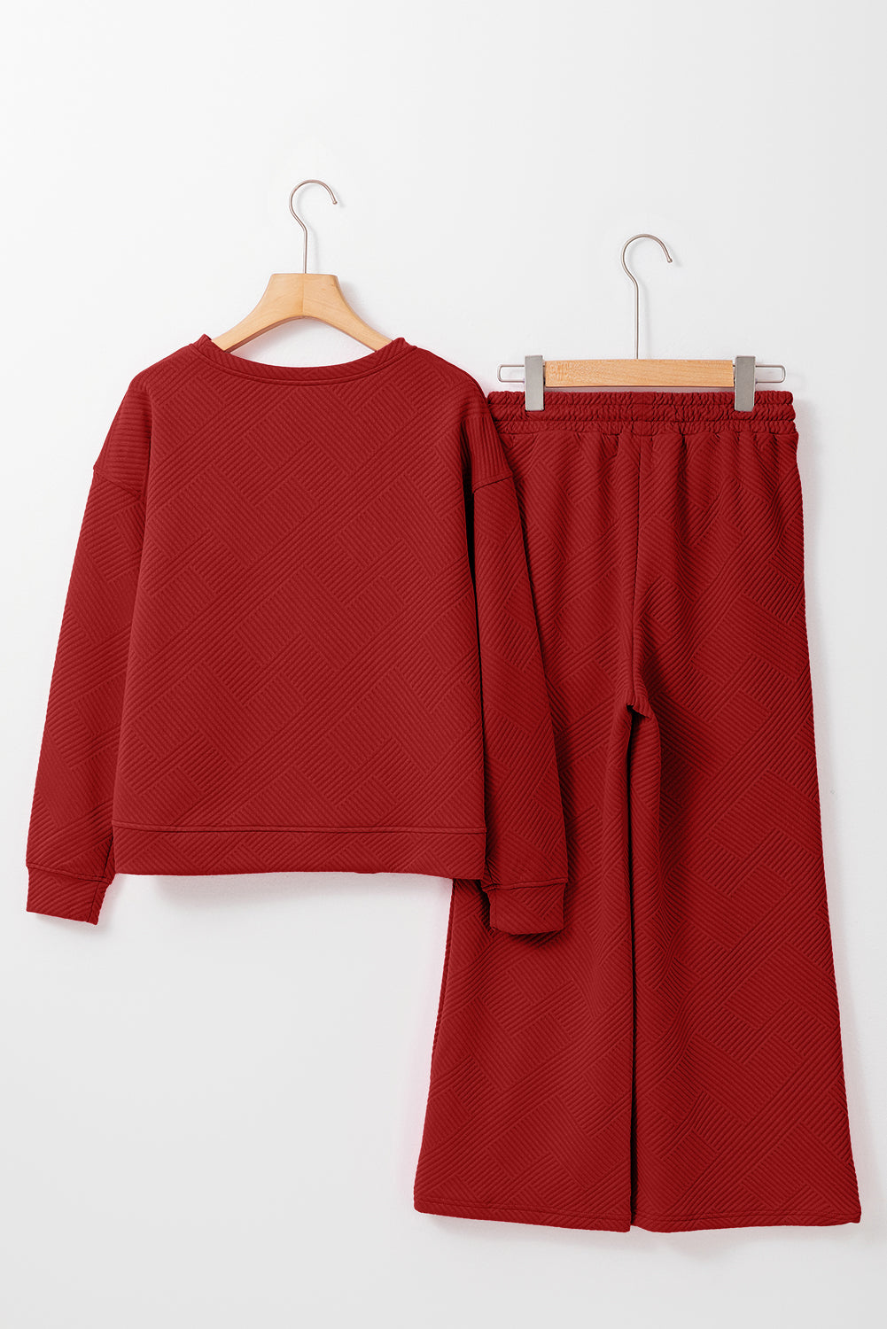Red Dahlia Ultra Loose Textured 2pcs Slouchy Outfit eAura