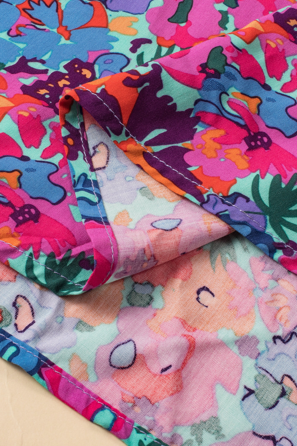 Blue Floral Print V Neck Wrap Split Maxi Dress eAura