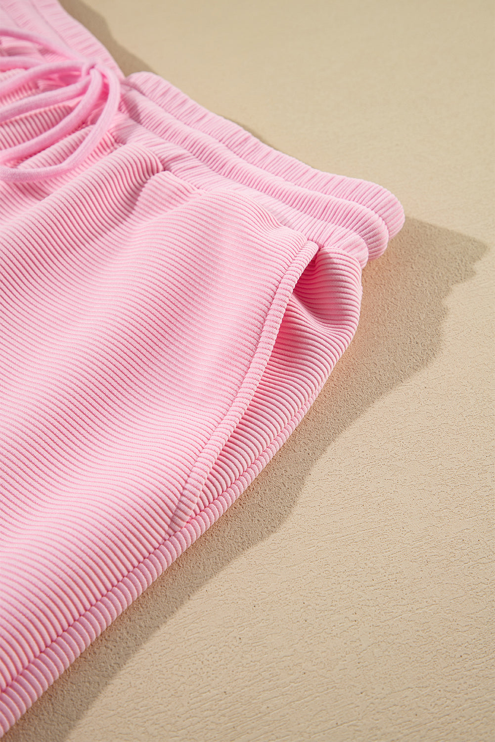 Pink Textured Ruffled Sleeve Zipped Top and Wide Leg Trousers Set eAura