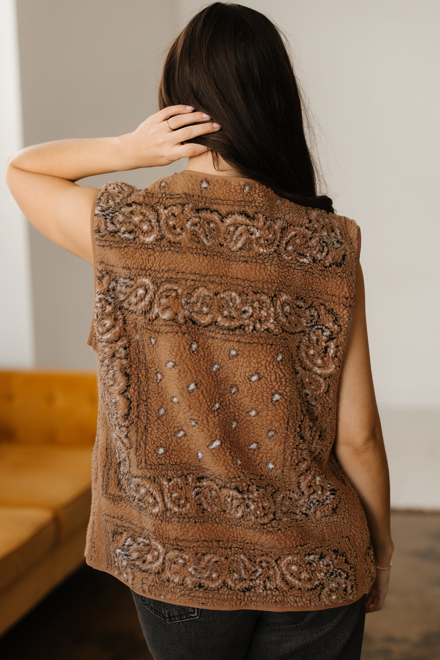 Print Pocketed Western Fashion Vest - Outerwear/Vests