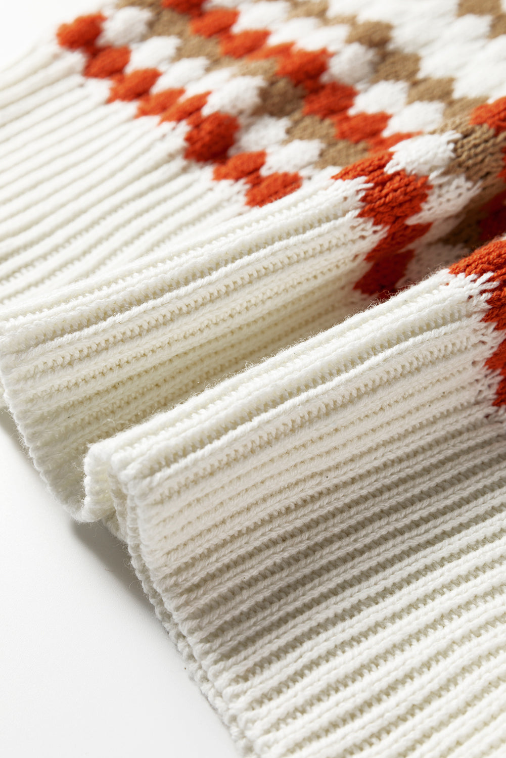 Striped Eyelet Patterned Drop Shoulder Knit Sweater - eAura