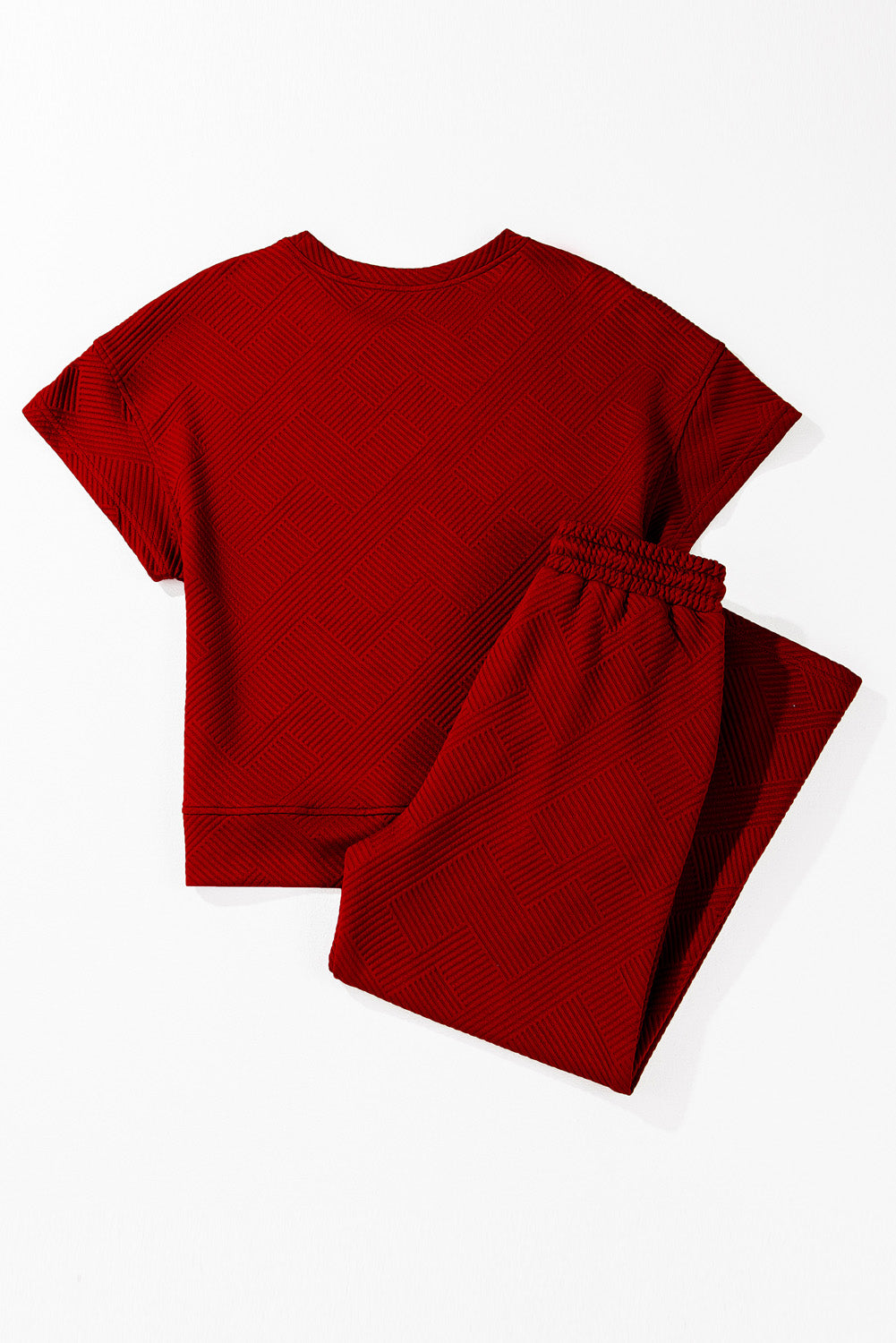 Textured Loose Fit T Shirt and Drawstring Trousers Co-ord Set eAura
