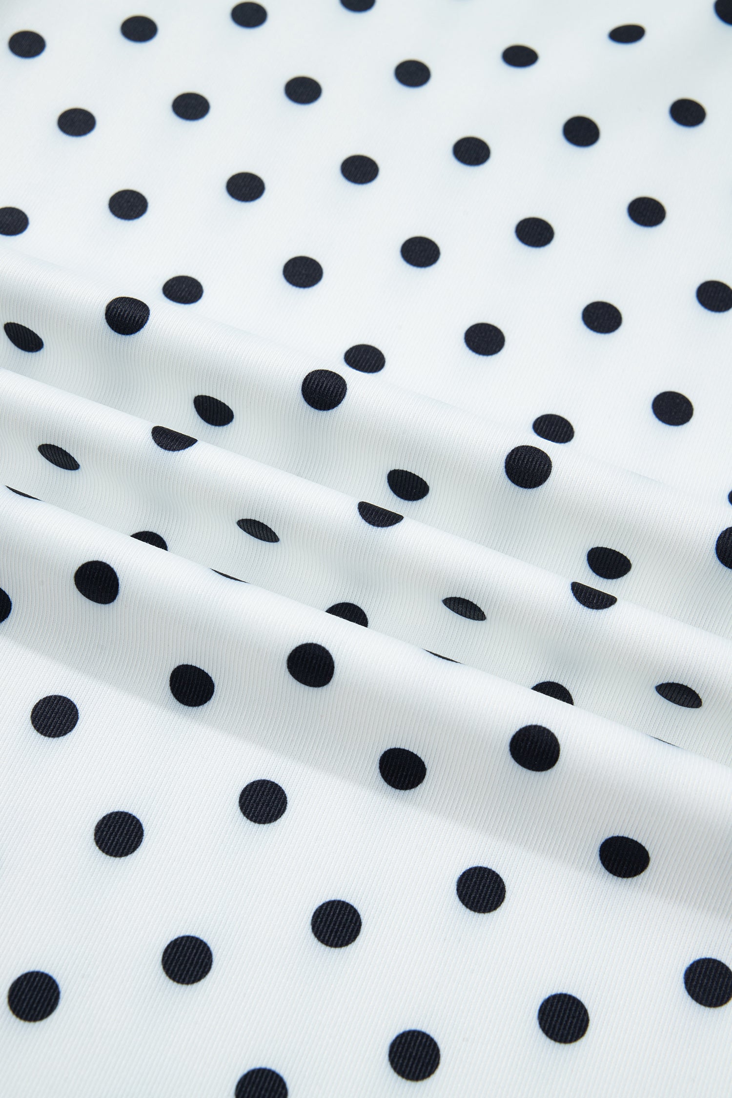 Polka Dot Print Lettuce Trim Long Sleeve Top – Black