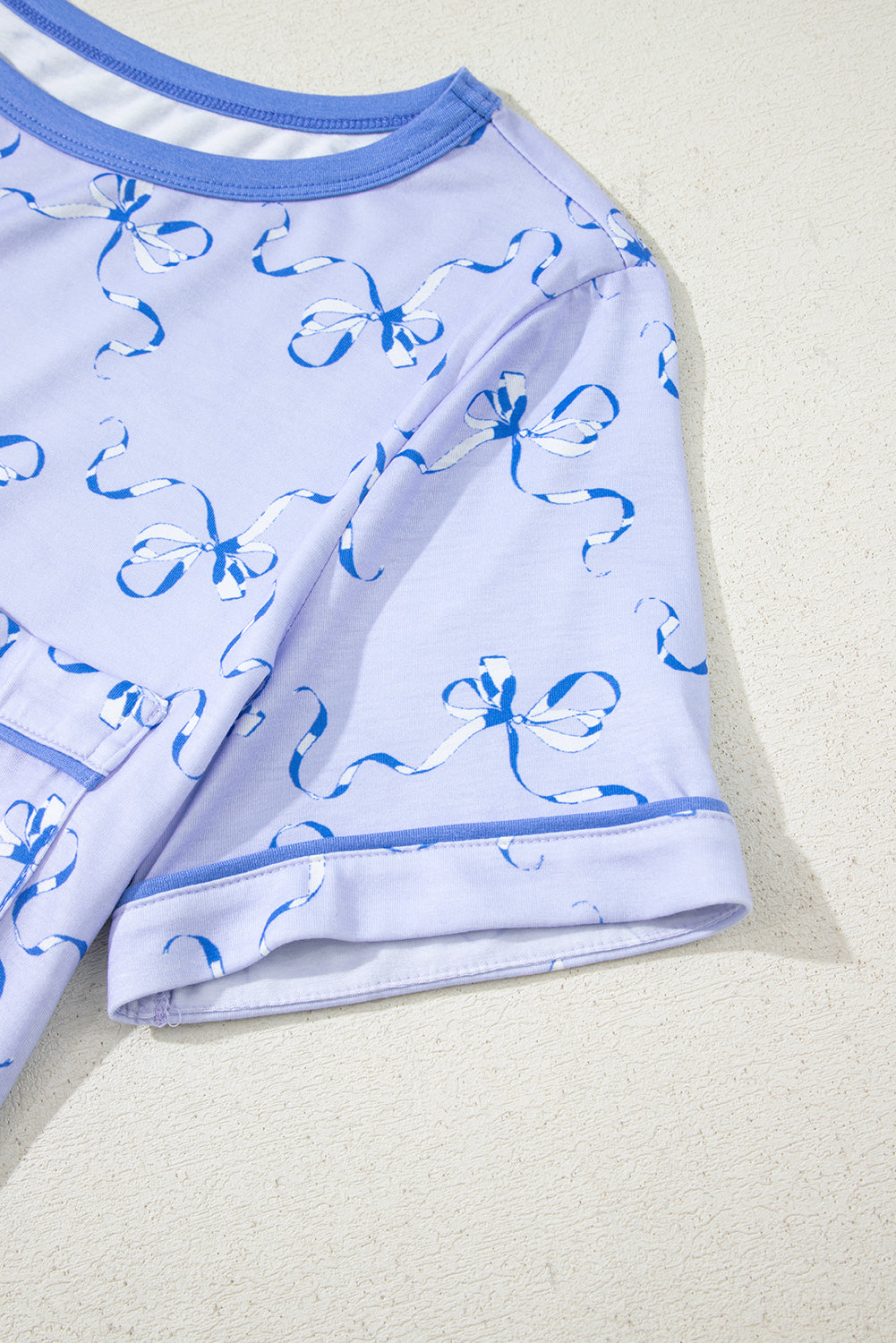 Sky Blue Bow Print Ruffled Short Pyjamas eAura