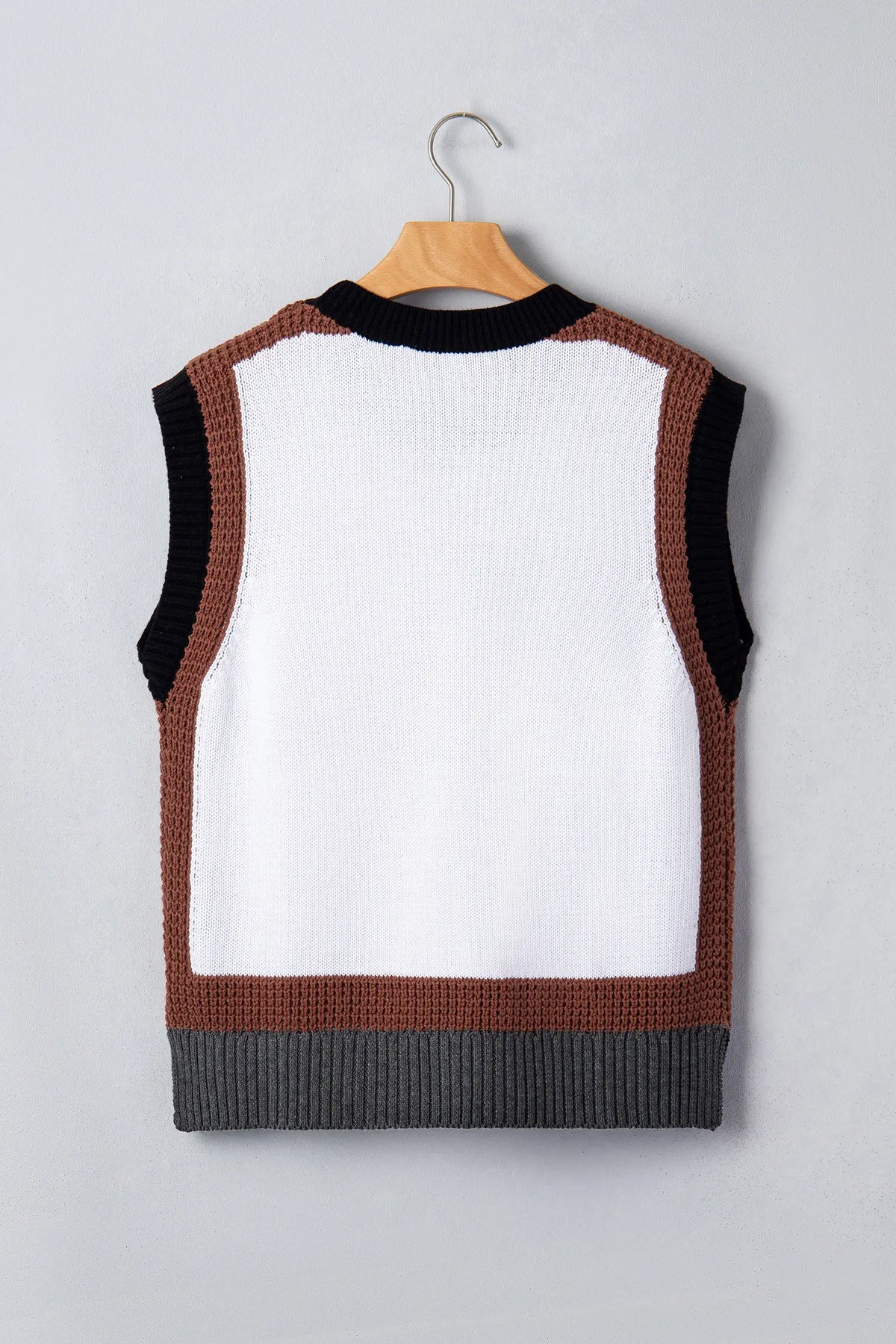 White Western Horse Head Colour Block Trim Sweater Vest