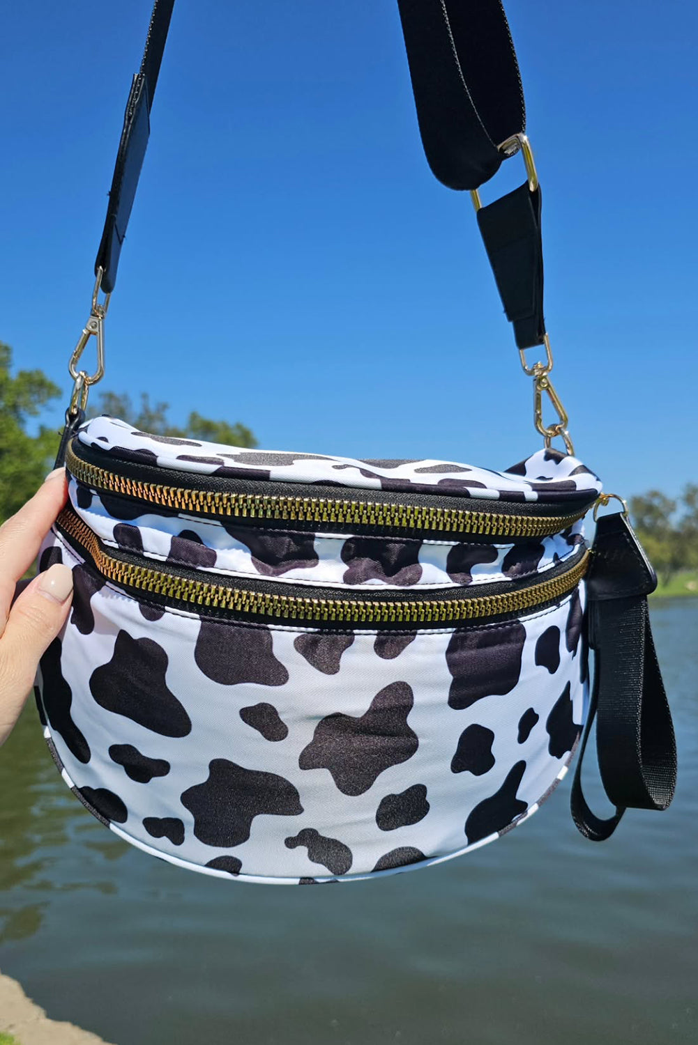 Print Wide Strap Large Crossbody Bag