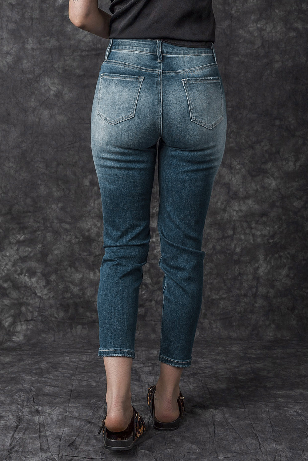 Blue Distressed Ripped Skinny Jeans Beagle Boutique Fashion Outlet