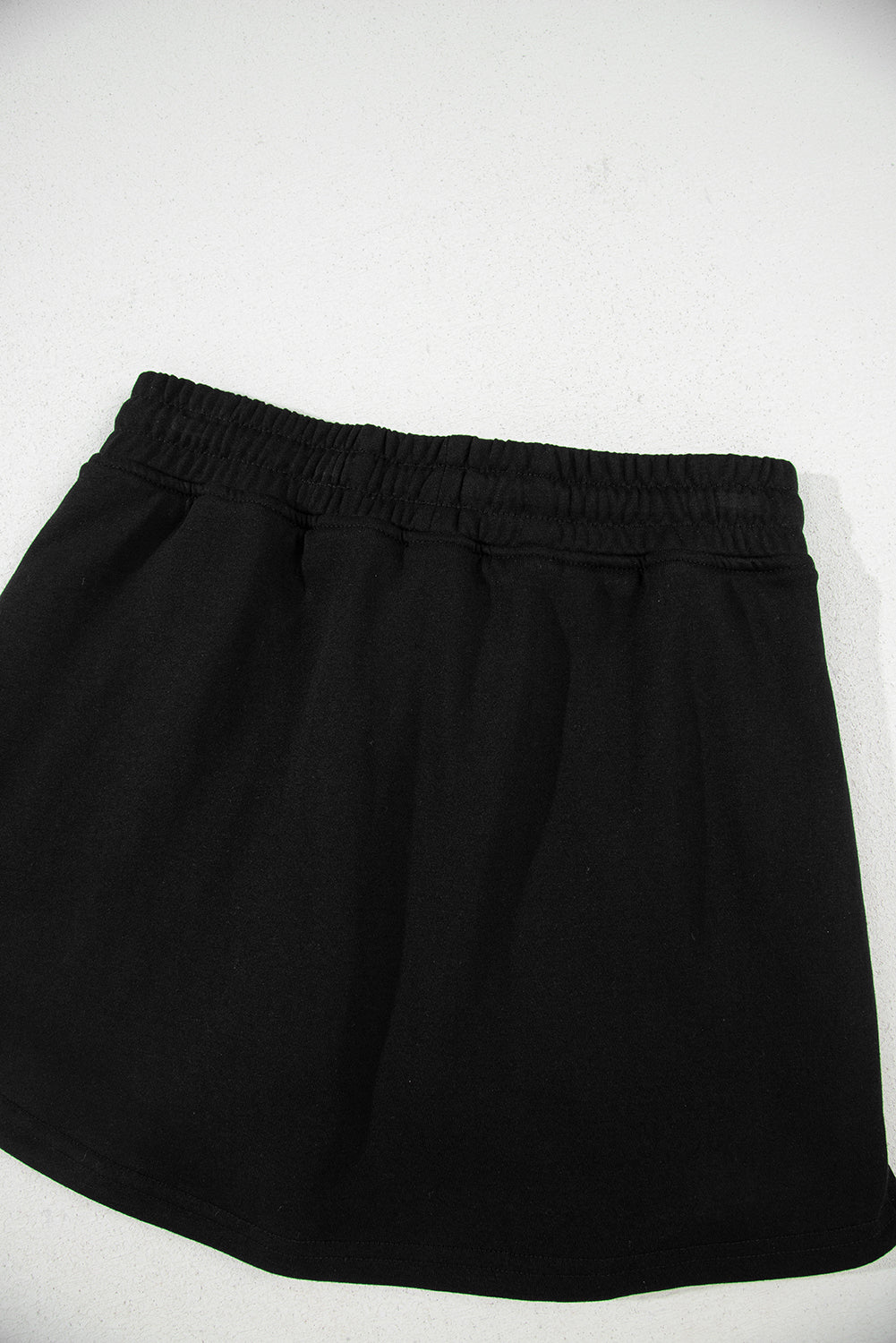 Black French Terry Drawstring Mini Skort with Pockets eAura