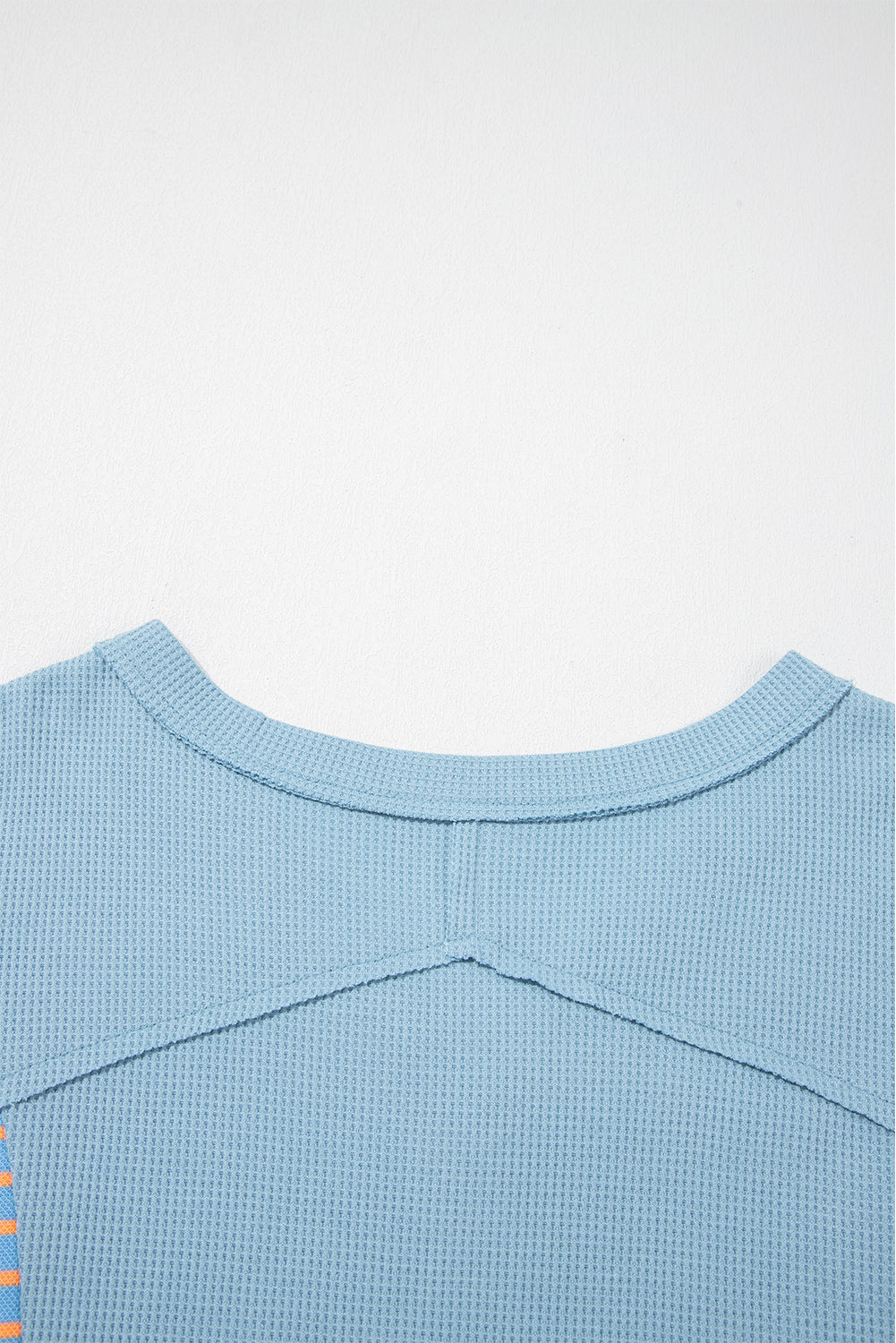 Exposed Seam Waffle Striped Patchwork Baggy Pullover - eAura