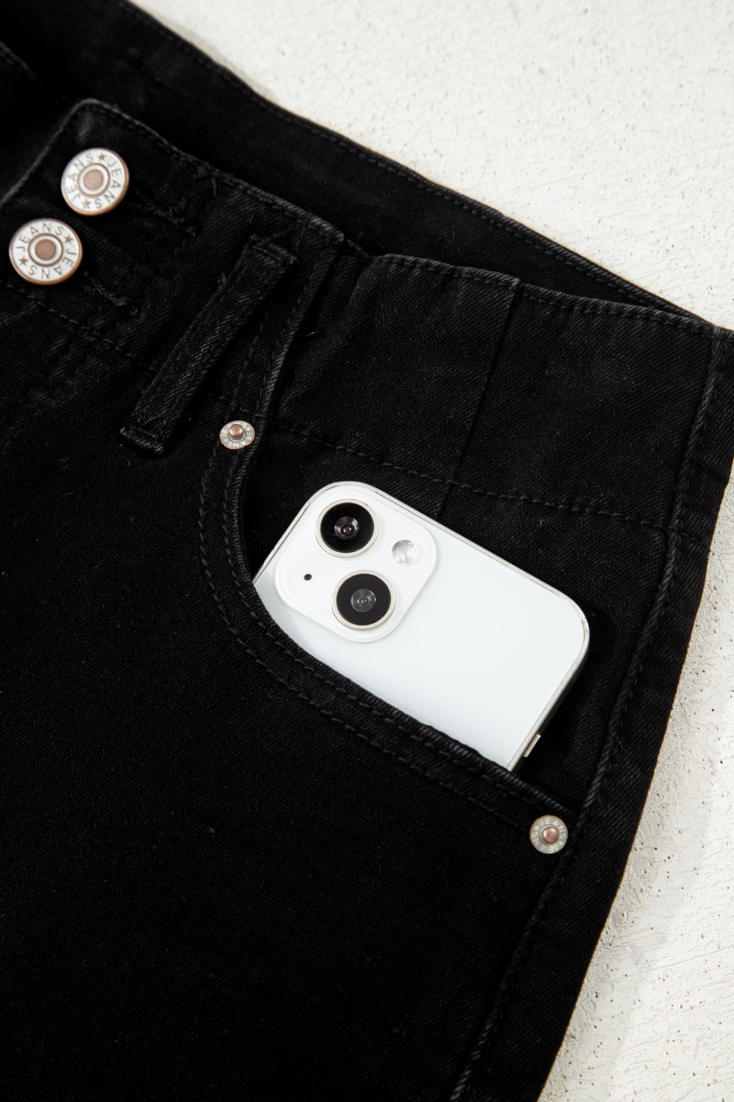 Double Button High Waist Flared Bottom Jeans - Bottoms/Jeans/Flared&Bootcut