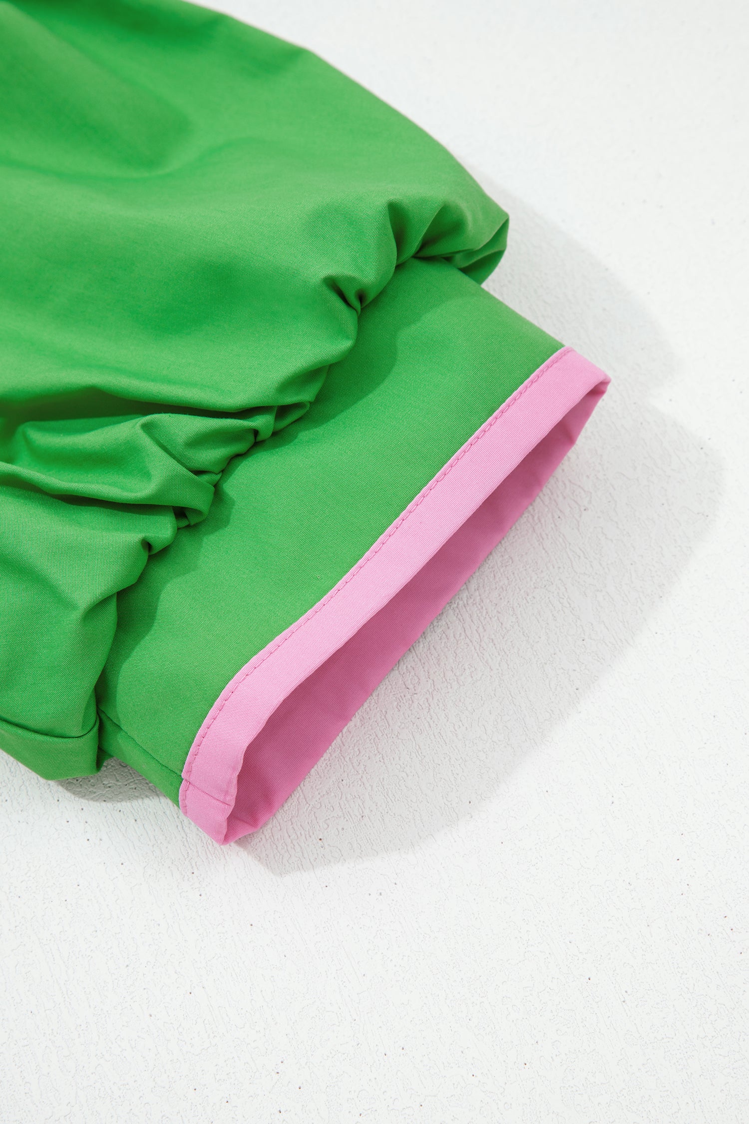 Colour Block Split Neck Puff Sleeve Ruffle Hem Mini Dress