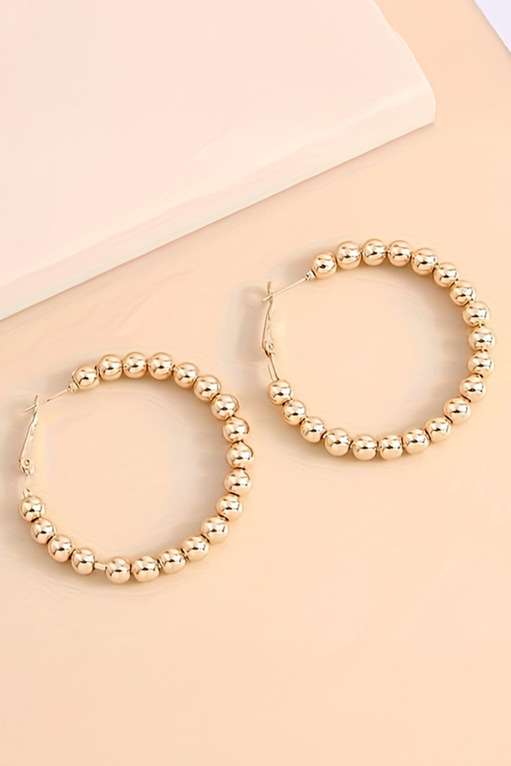 Gold Plated Beaded Minimalist Alloy Hoop Earrings - eAura