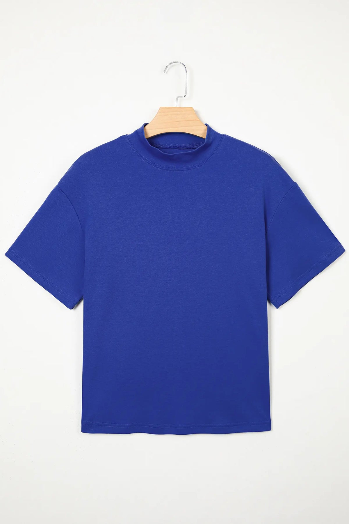 Solid Colour High Neck Oversize Tee – Wisteria