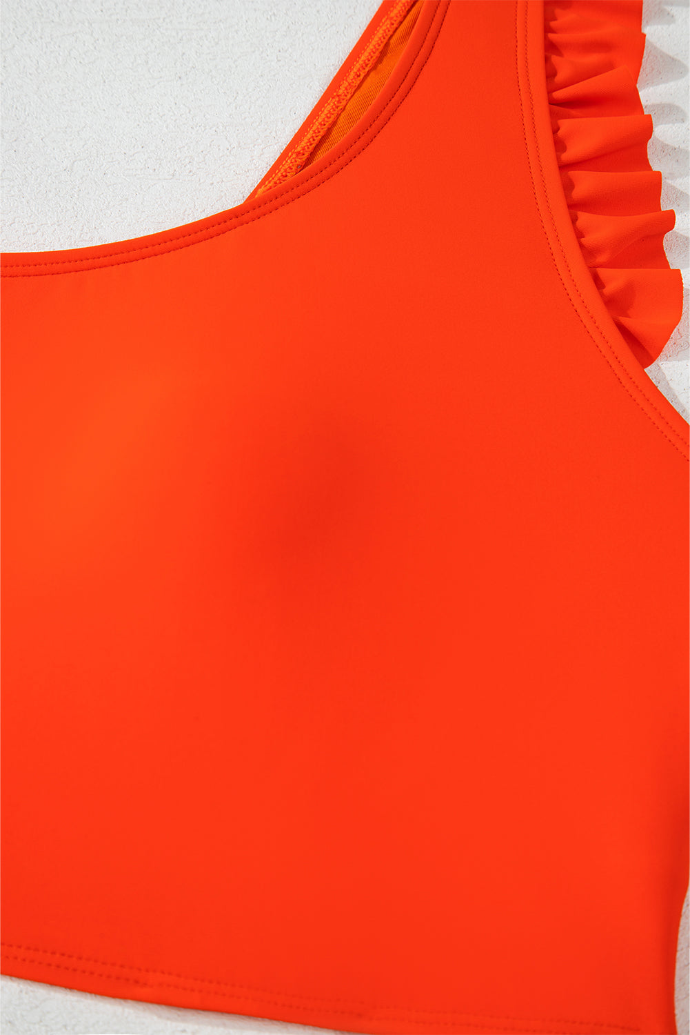 Orange Ruffled Trim Knotted High Waist Plus Size Bikini Set BB Fashion Outlet