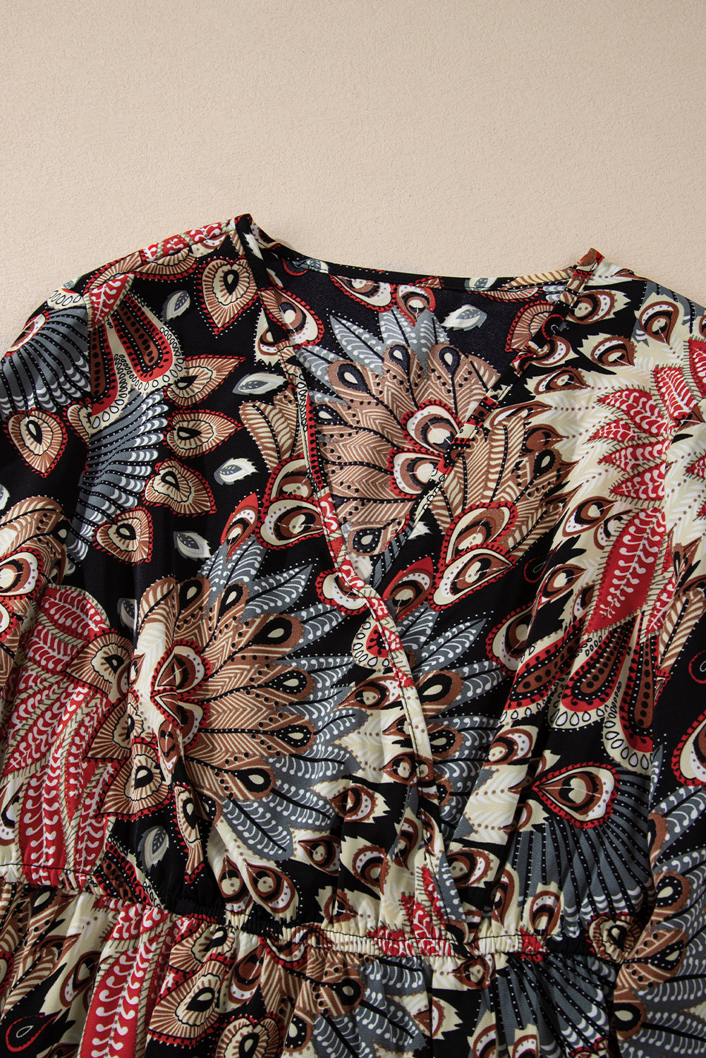 Black Floral Print V Neck Wrap High Waist Maxi Dress Beagle Boutique Fashion Outlet