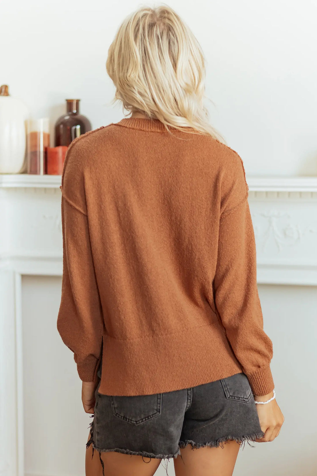 Oversized Drop Shoulder Round Neck Christmas Sweater