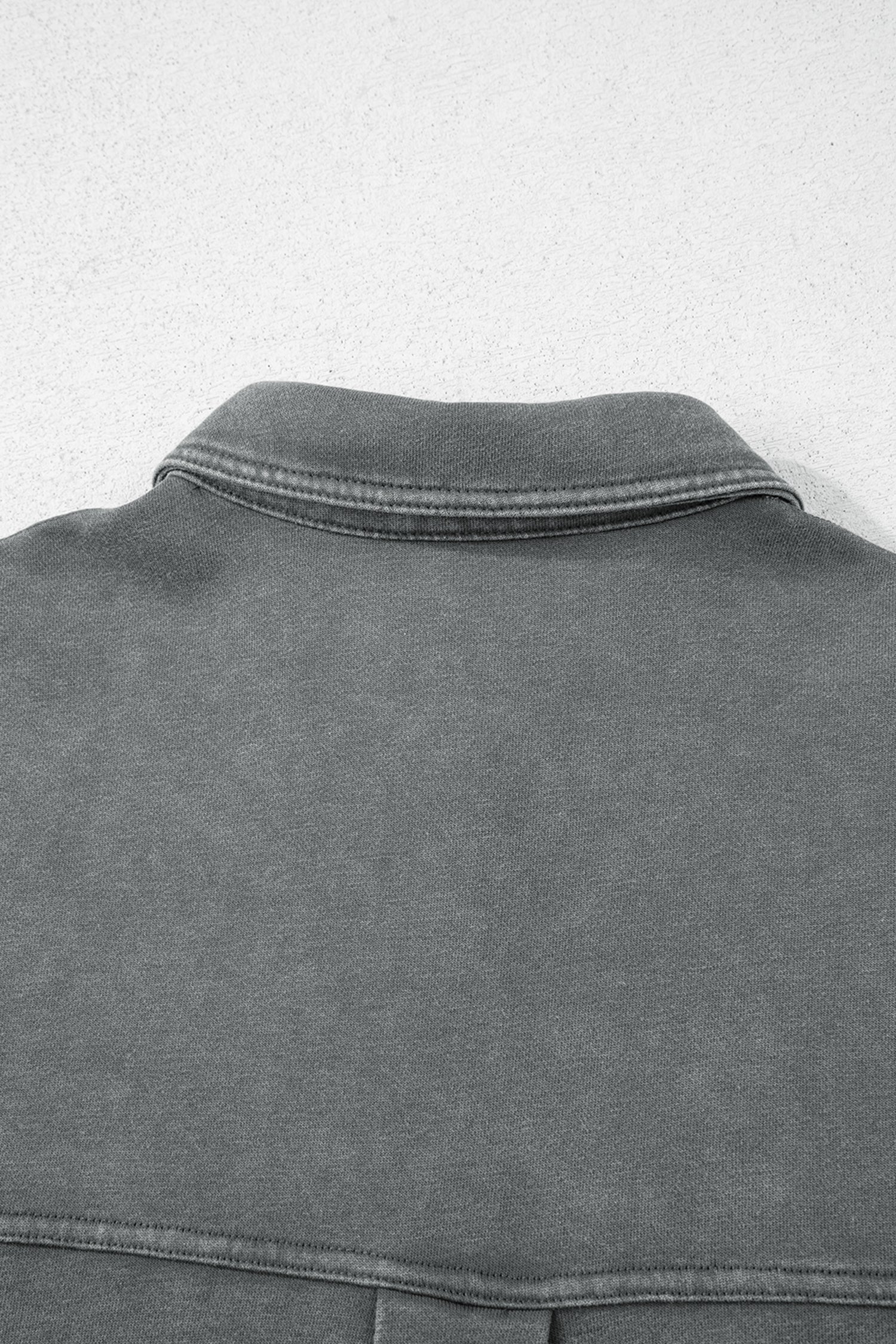 Mineral Wash Chest Pockets Drop Shoulder Shacket with Side Slit - eAura