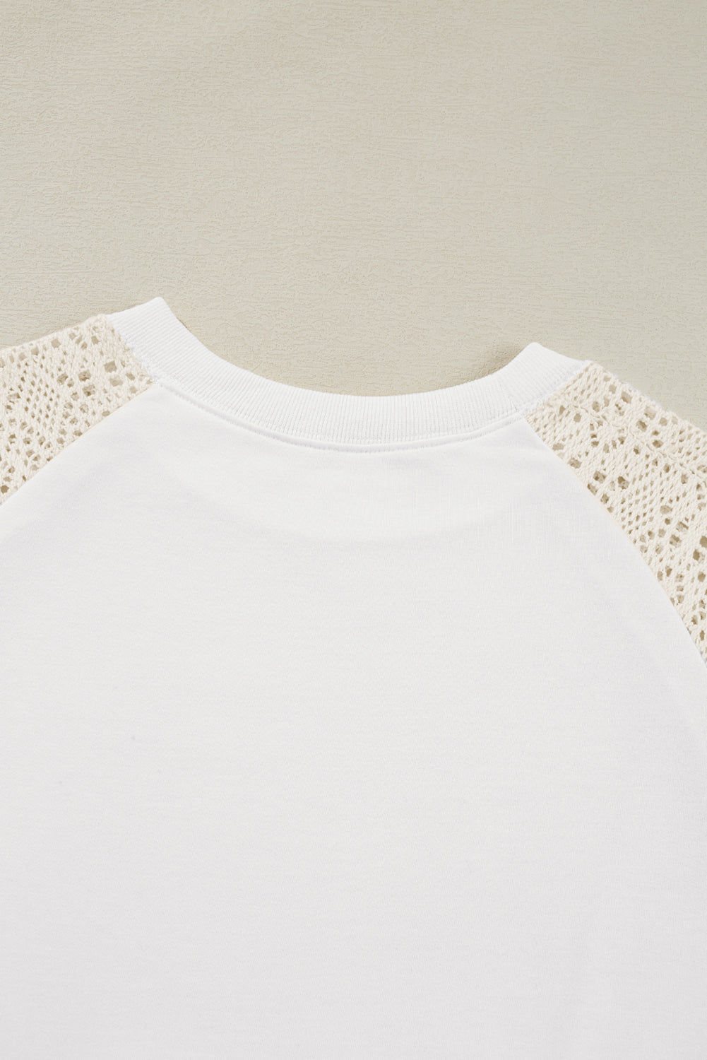 White Lace Crochet Short Sleeve Round Neck T Shirt - eAura