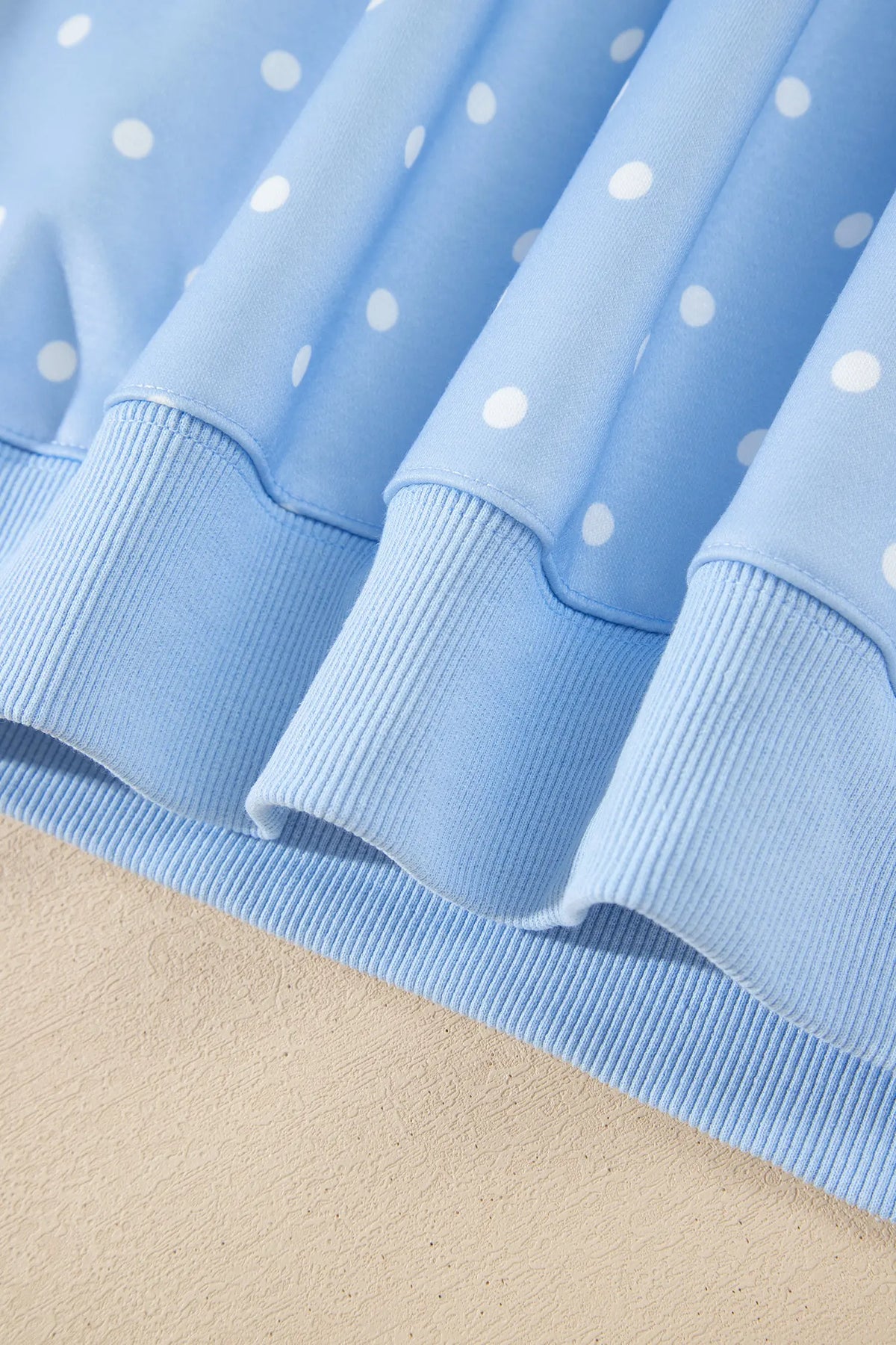 Sky Blue Polka Dot V Neck Metal Button Long Sleeve Shift Plus Size Sweatshirt – Light Blue