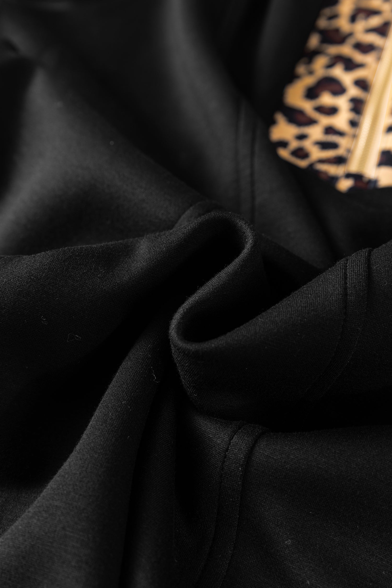 Leopard Patchwork Zip Collared Short Puff Sleeve Shift Mini Dress - eAura