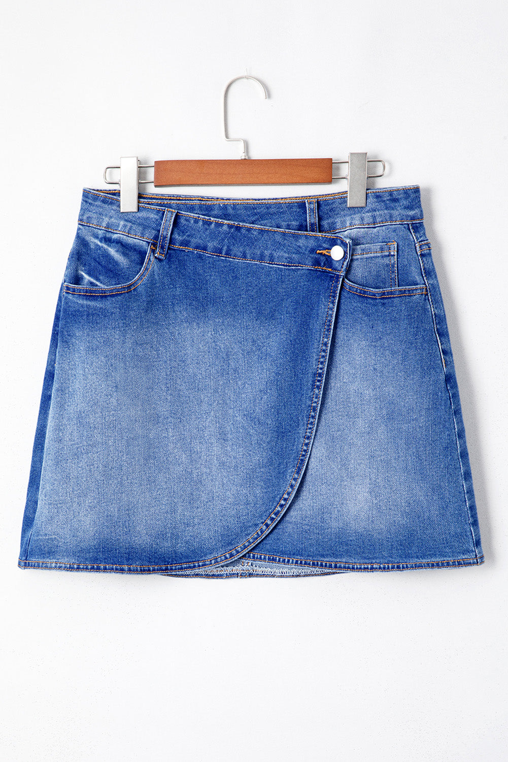Ashleigh Blue Wrapped Crossed Waist Denim Mini Skirt eAura