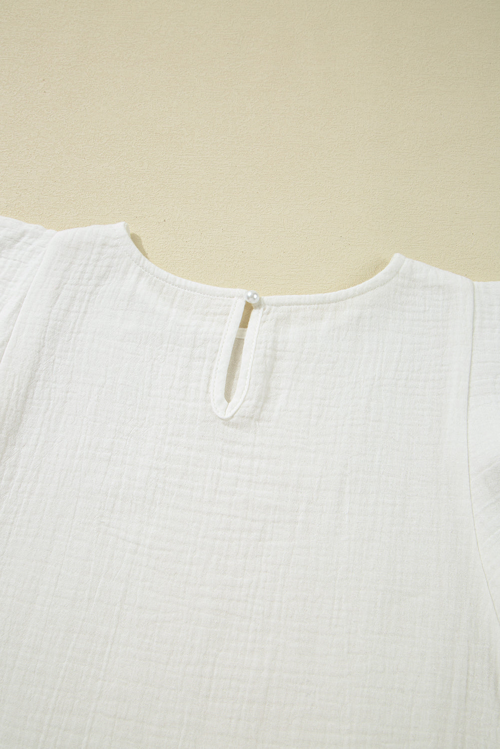 White Crinkled Layered Ruffled Flutter Sleeve Blouse eAura
