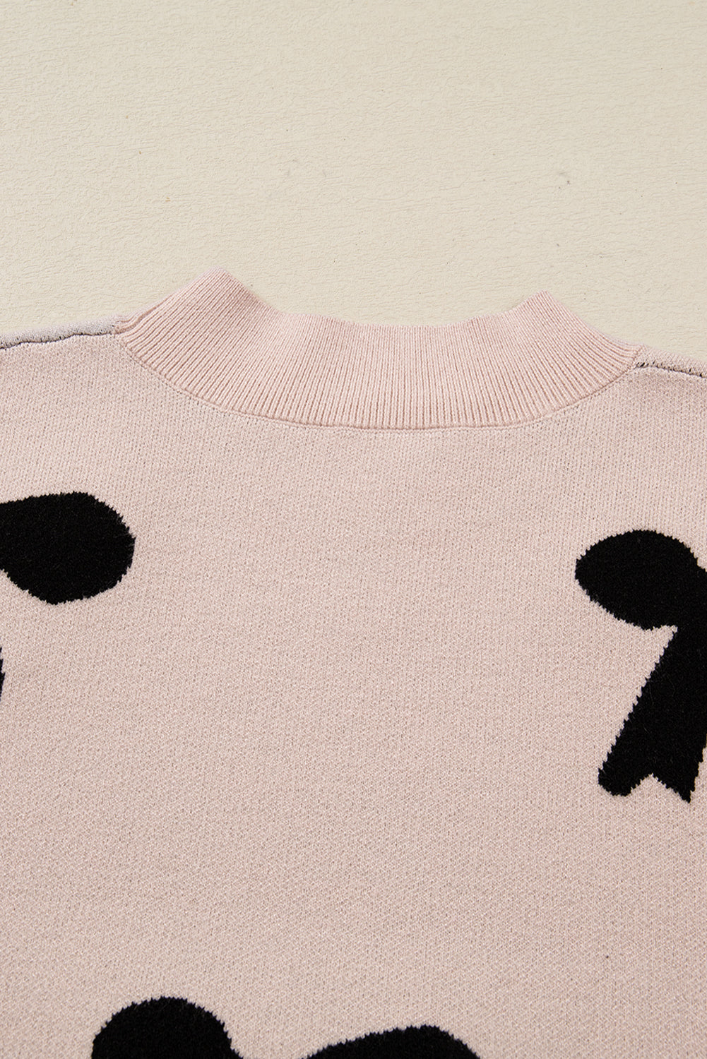 Pearl Embellished Bow Pattern Loose Sweater eAura