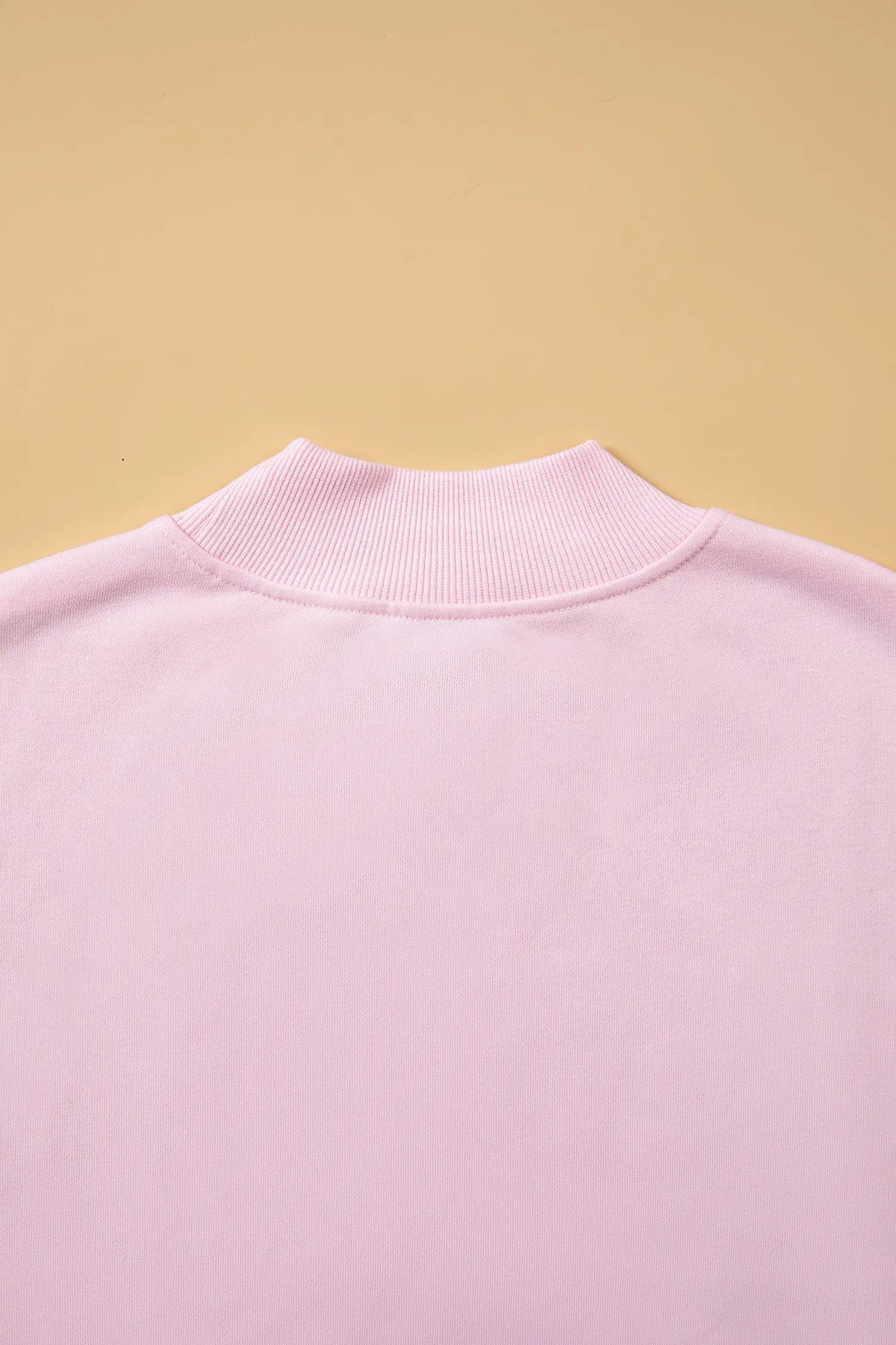 Stay Salty Embroidered Long Sleeve Stand Neck Shift Pullover Sweatshirt – Pink