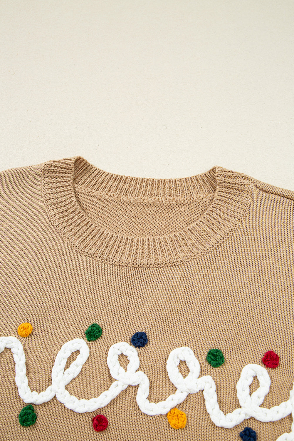 Merry Colourful Dot Detail Christmas Drop Shoulder Sweater - eAura