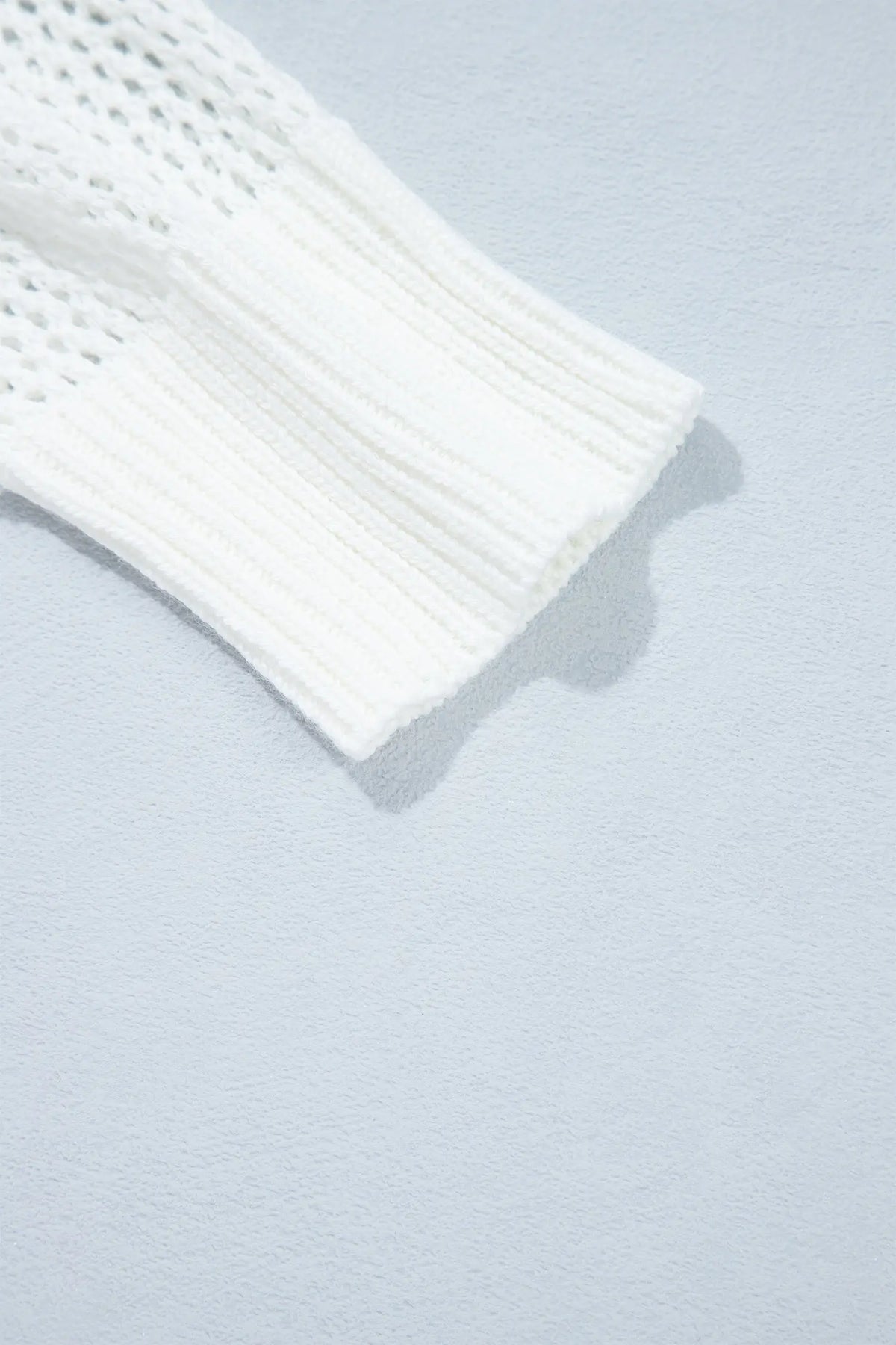 Chenille BEACH Lettering Hollow Out Knit Casual Sweater – White