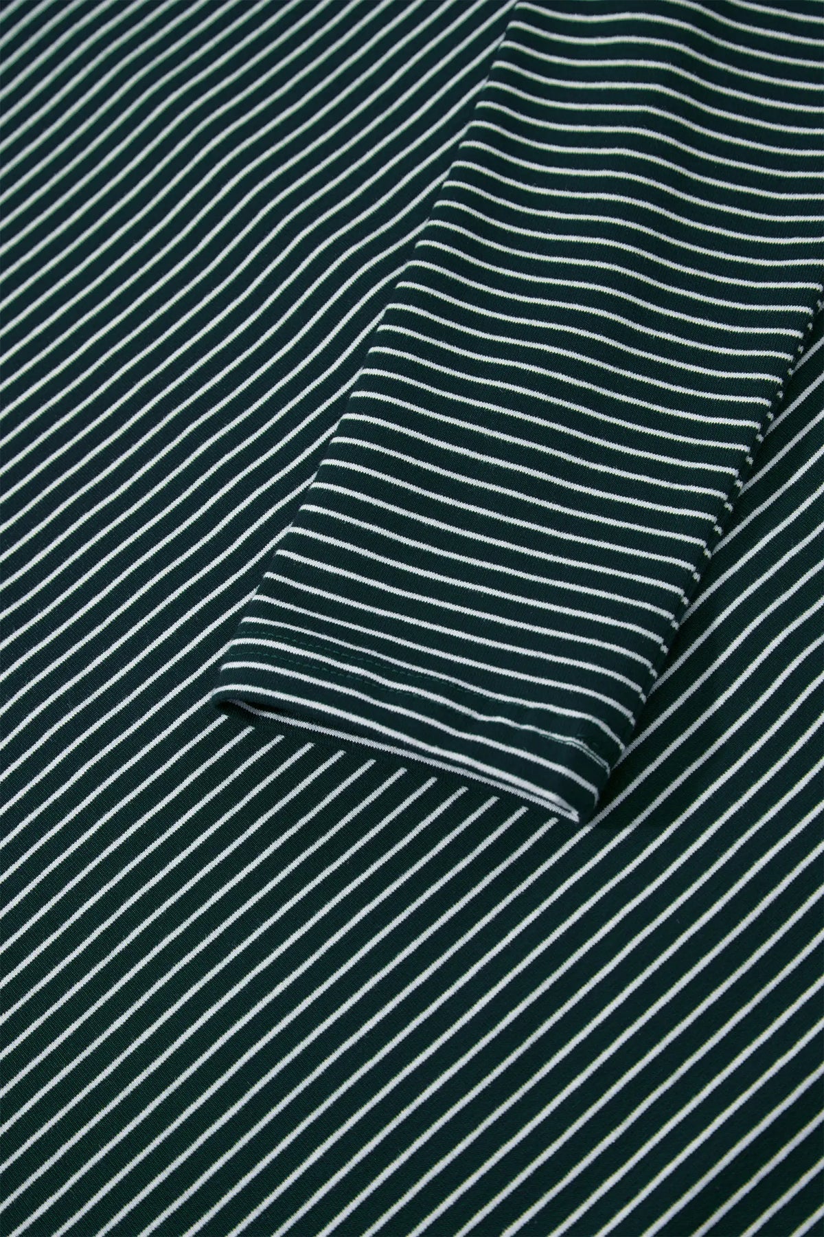 High Neck Dropped Shoulder Long Sleeve Casual Top – Green Stripe