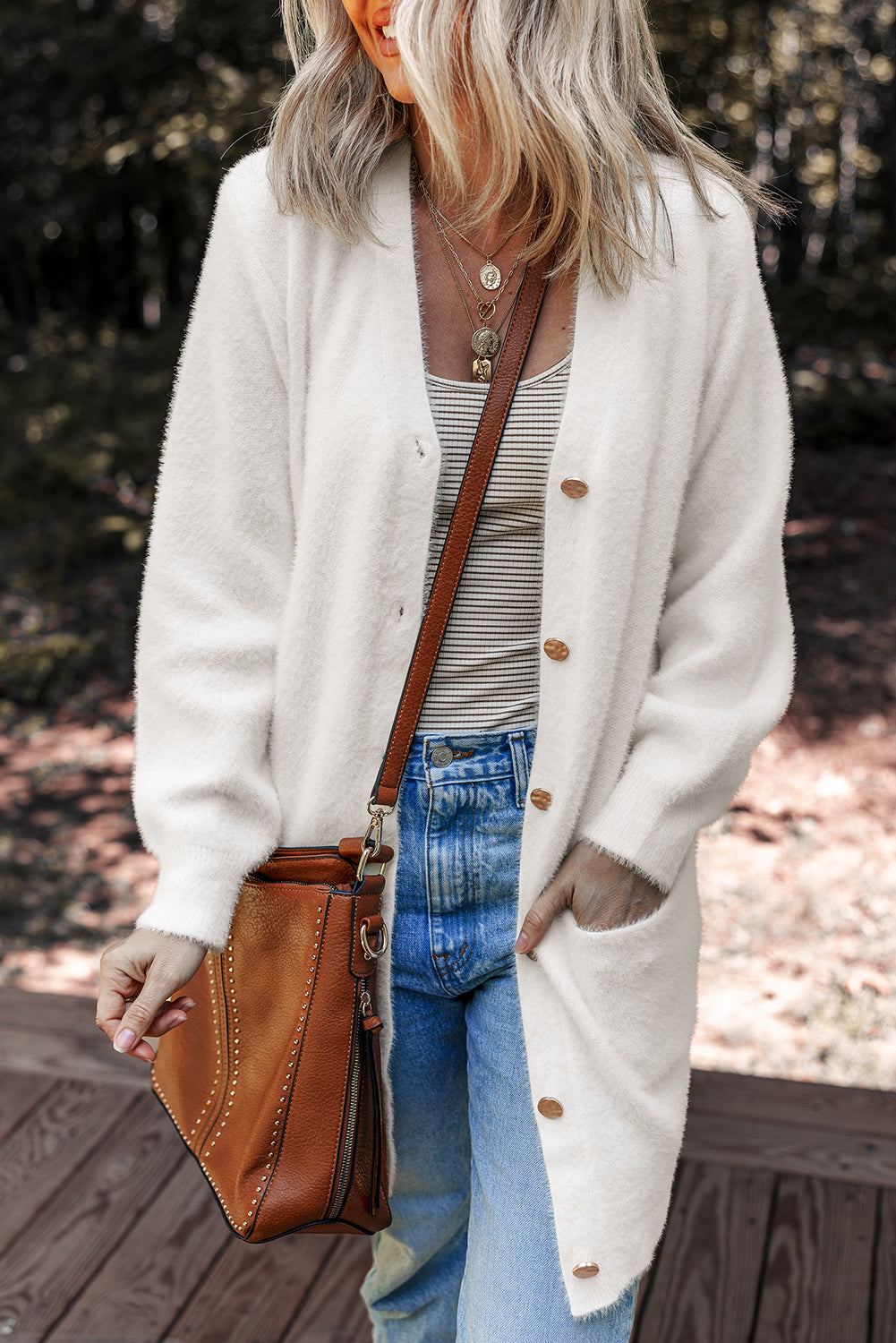 Fuzzy Buttoned Front Midi Solid Cardigan Dear-Lover Dropshipping