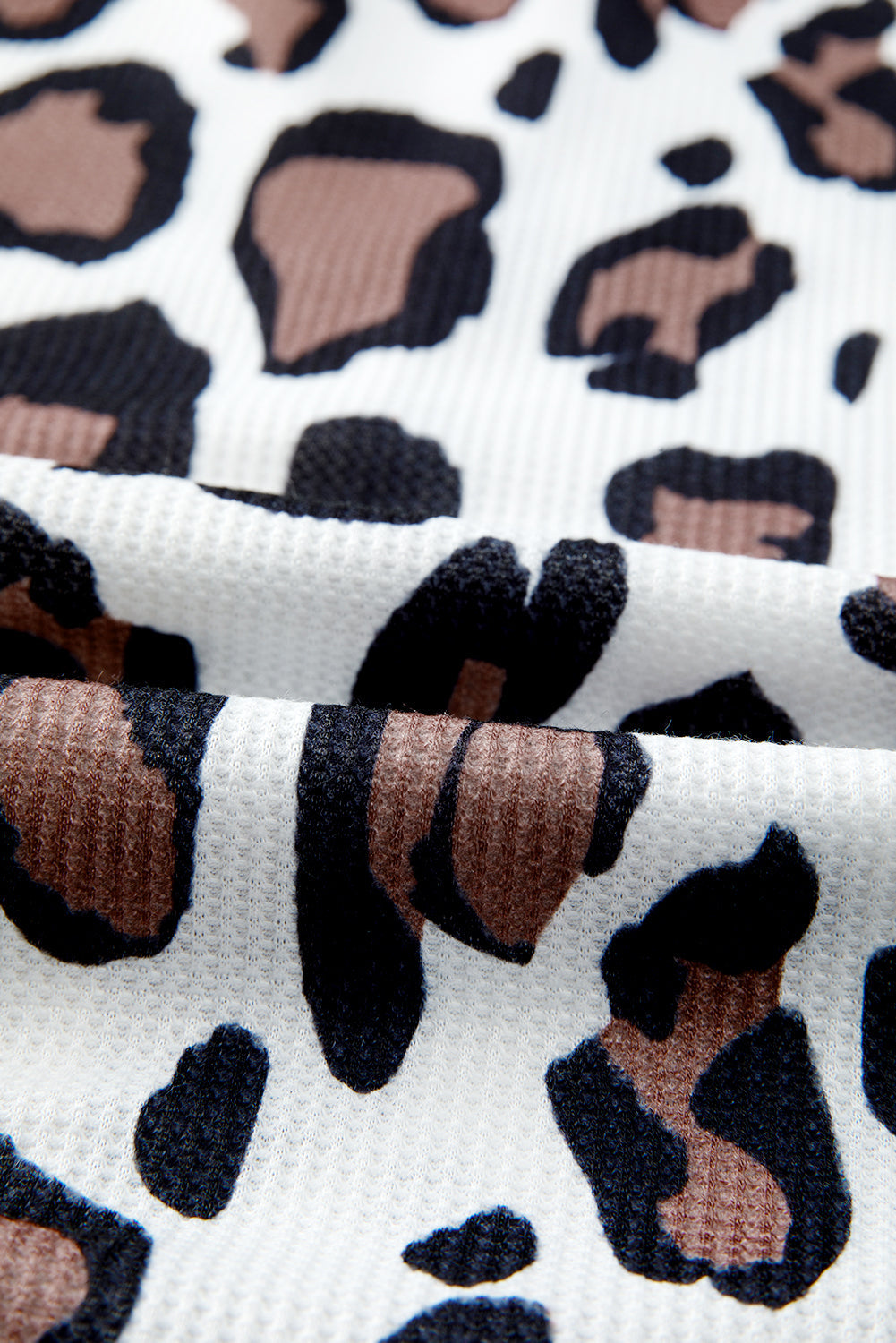 Oversized Leopard Contrast Mixed Texture Patchwork Zip-Up Drop Shoulder Hoodie - Tops/Sweatshirts & Hoodies