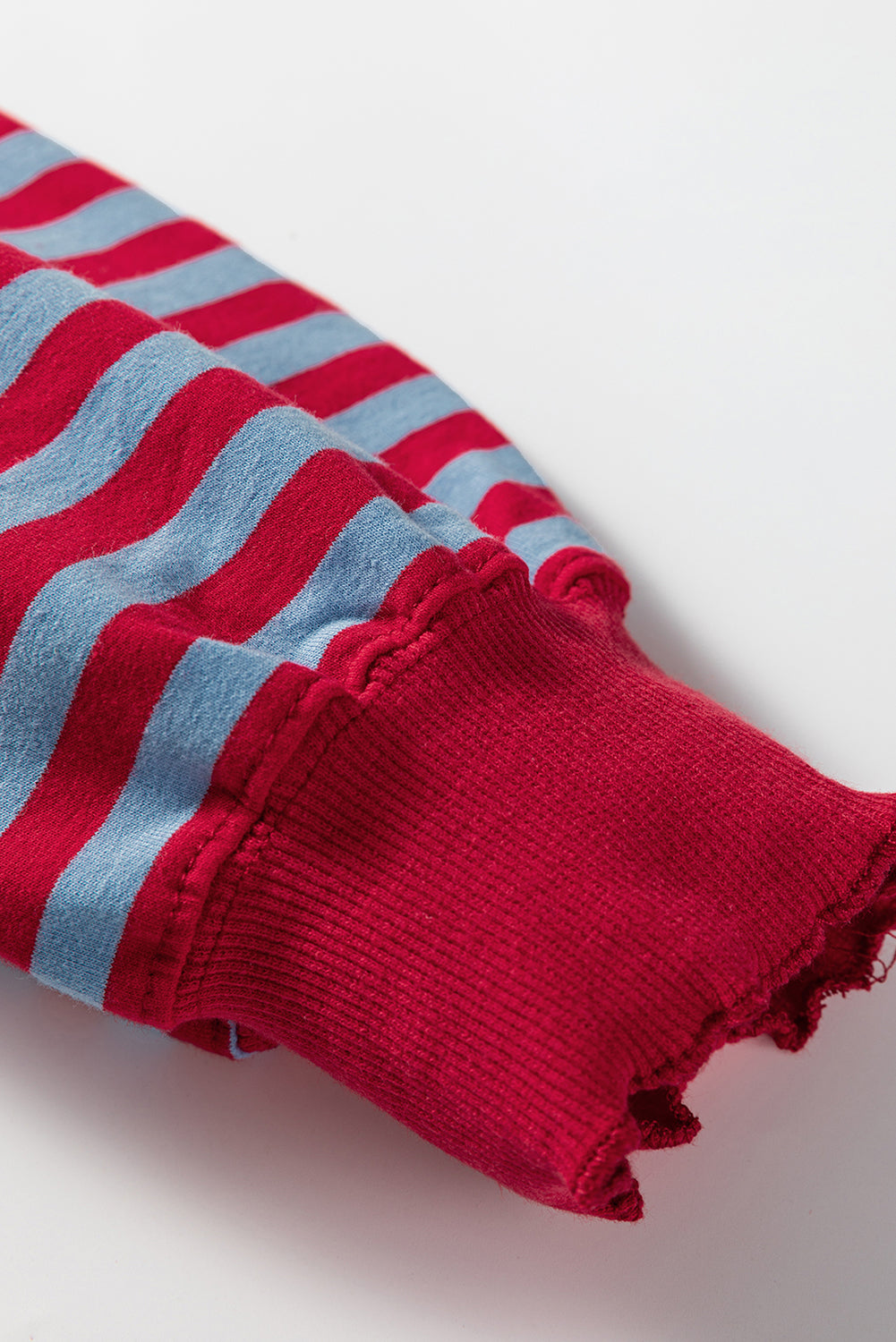 Striped Exposed Seam Contrast Ribbed Trim Boxy Sweatshirt - eAura