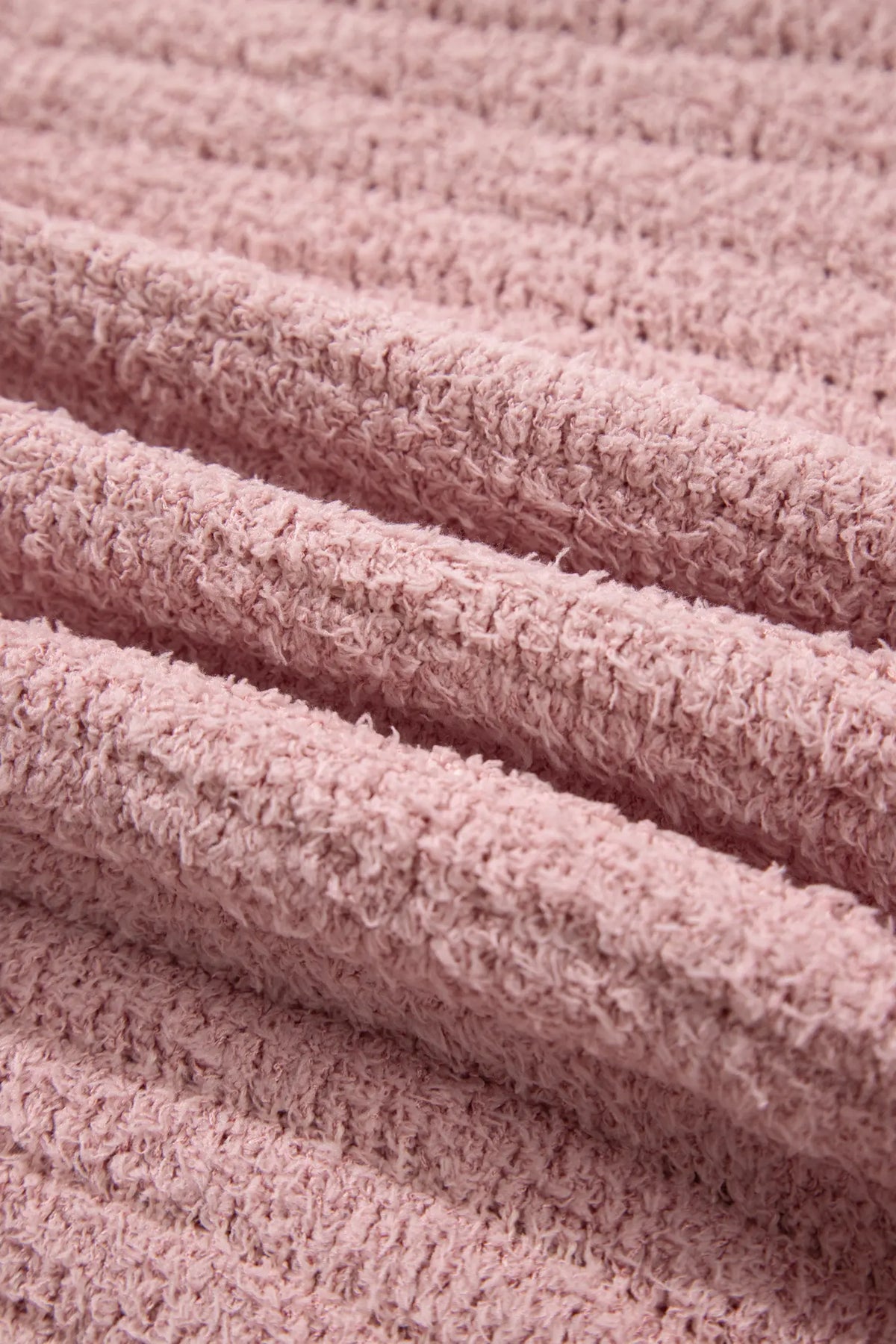 Open Front Soft Fuzzy Ribbed Sweater Cardigan – Light Pink