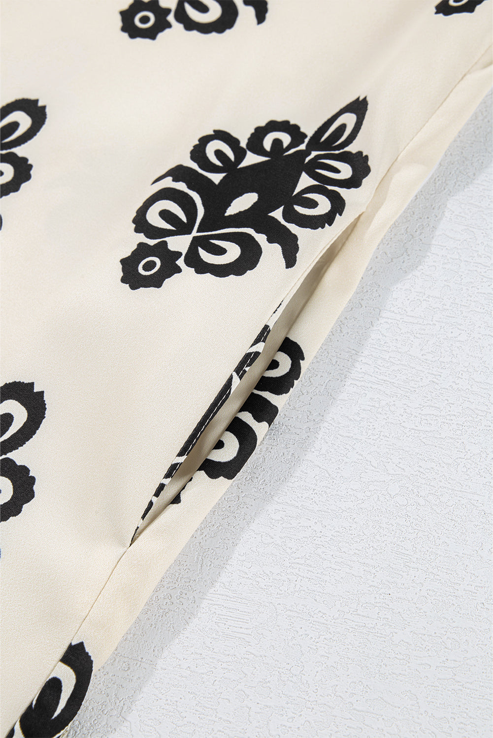 Beige Geometric Printed Sleeveless Hollowed Bowknot Back Mini Dress eAura