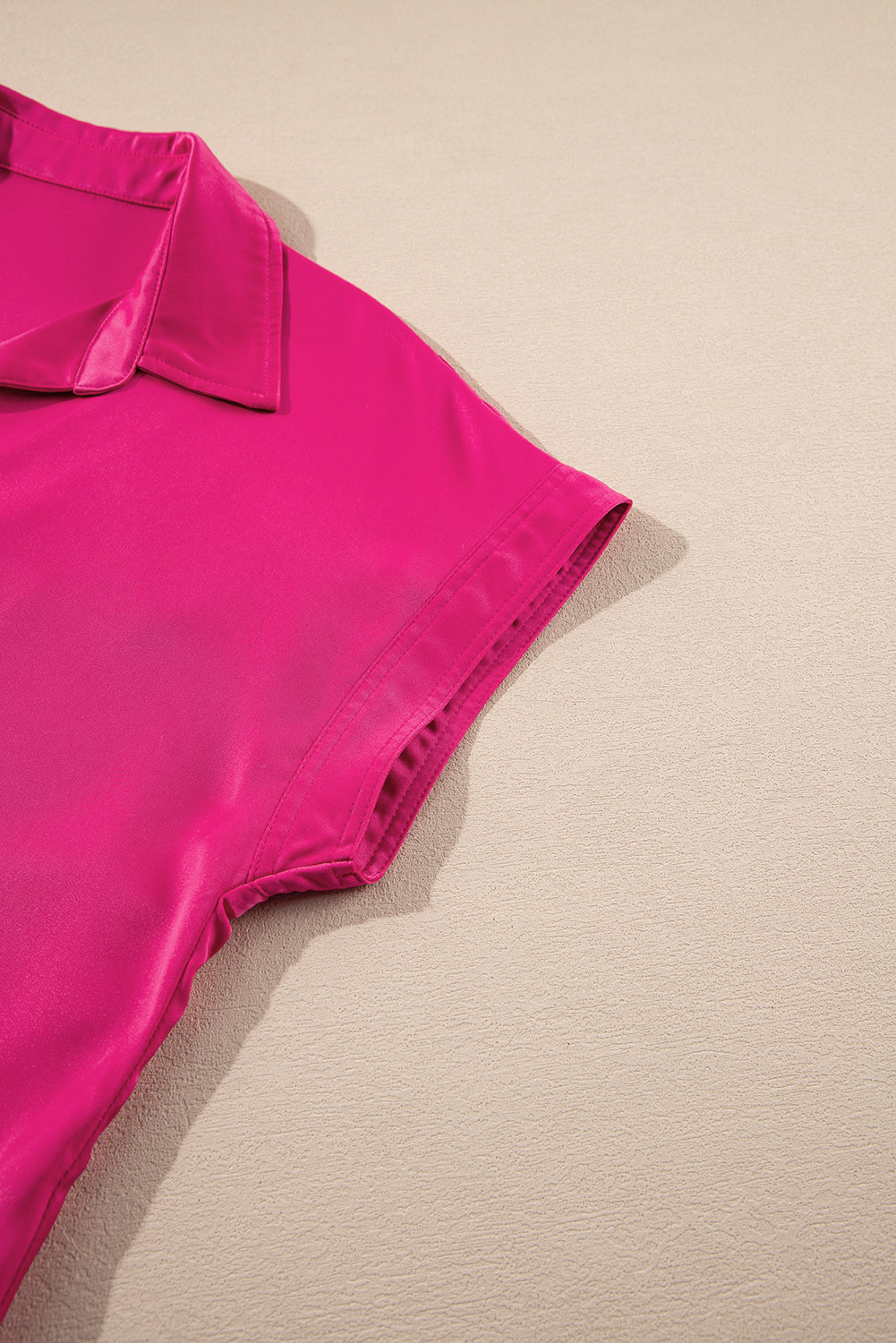 Rose Red Buttoned Collar Shift T-shirt Mini Dress eAura