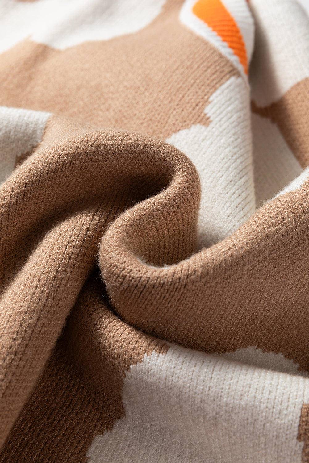 Big Flower Pattern Contrast Striped Baggy Sweater - eAura