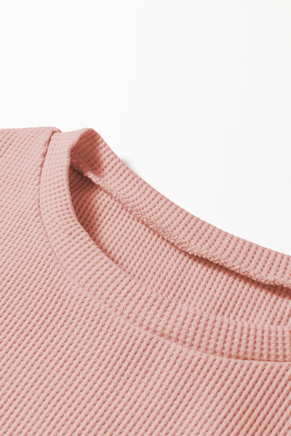 Rounded Hem Waffle Long Sleeve Top - eAura