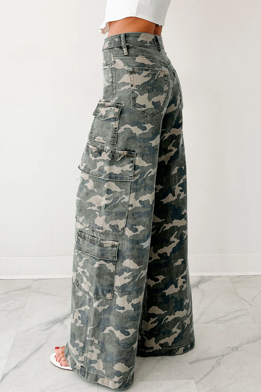Camo Cargo Wide Leg Jeans - eAura