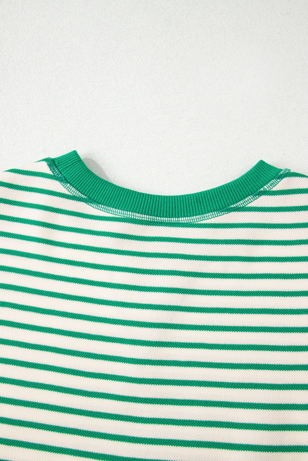 Contrast Detail Striped Ruffle Short Sleeve Top eAura