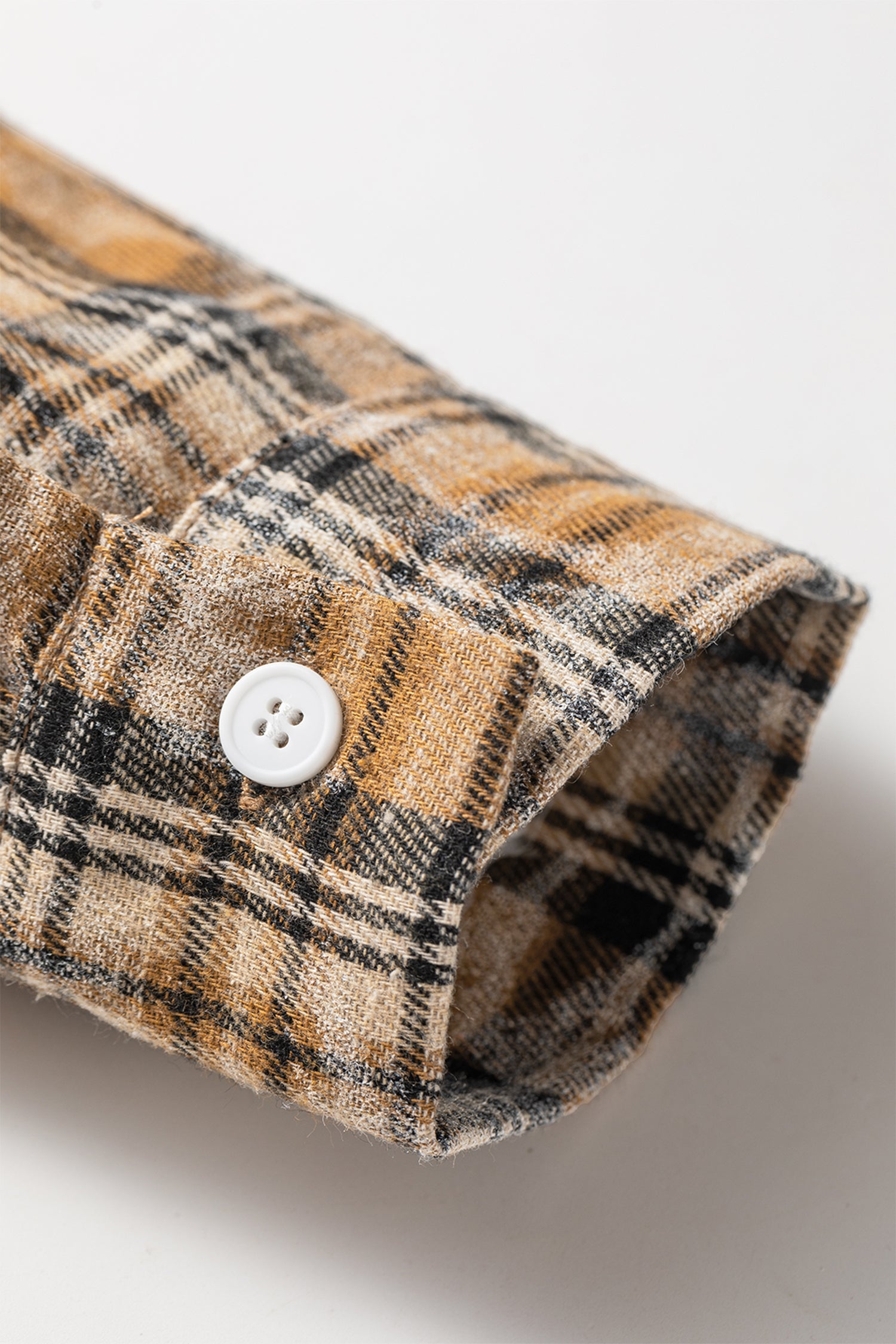 Retro Plaid Long Sleeve Button Down Shirt – Brown