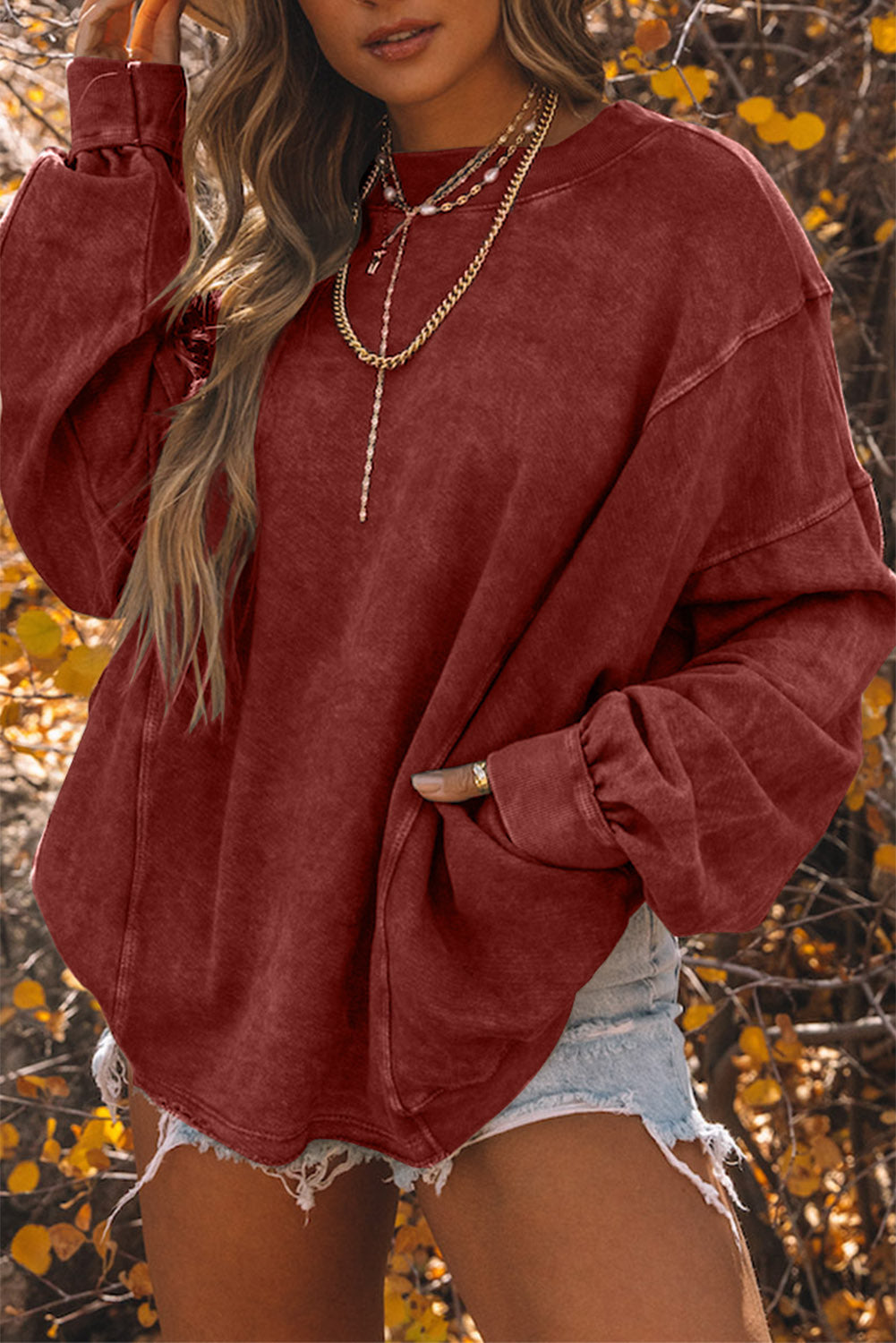 Khaki Exposed Seam Twist Open Back Oversized Sweatshirt eAura