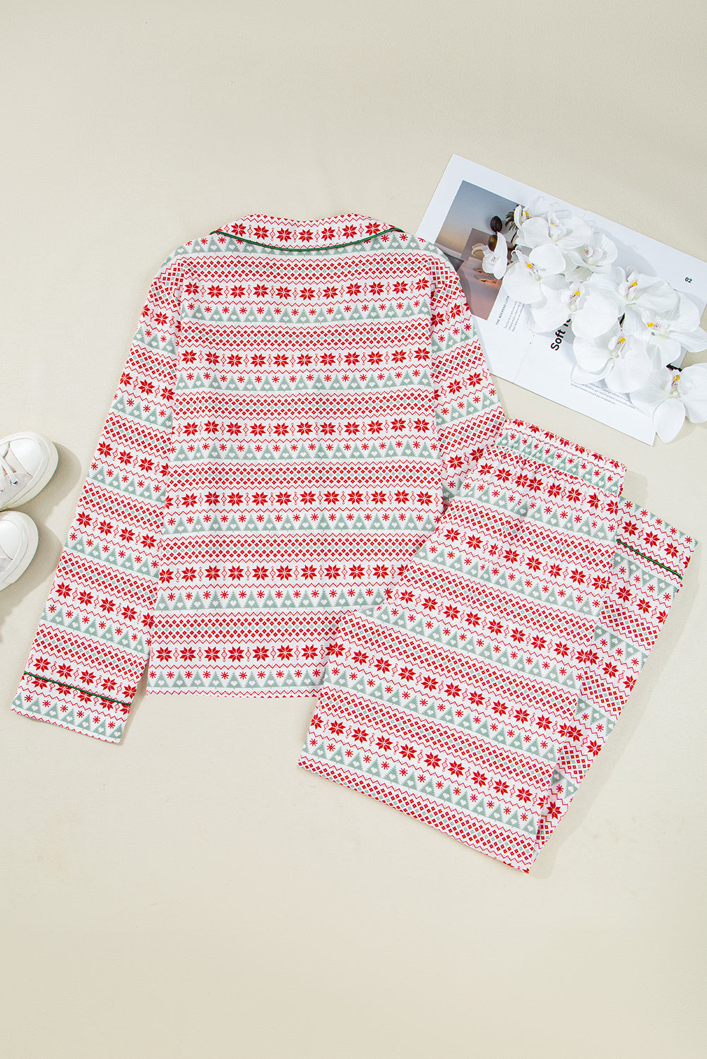 Christmas Print Shirt Pyjama Set - eAura
