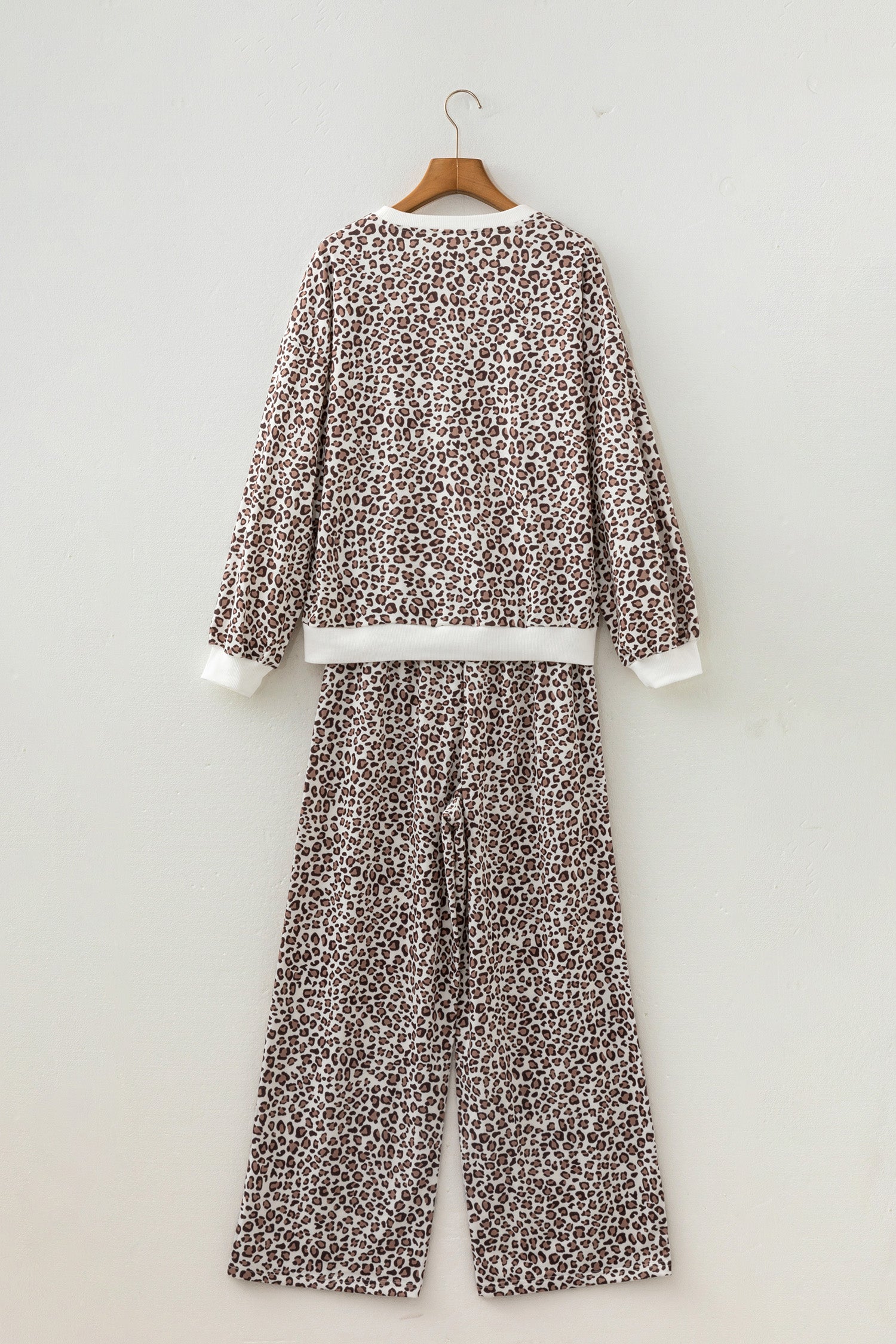 Leopard Print Embroidery Colorblock Details Pant Set – Khaki