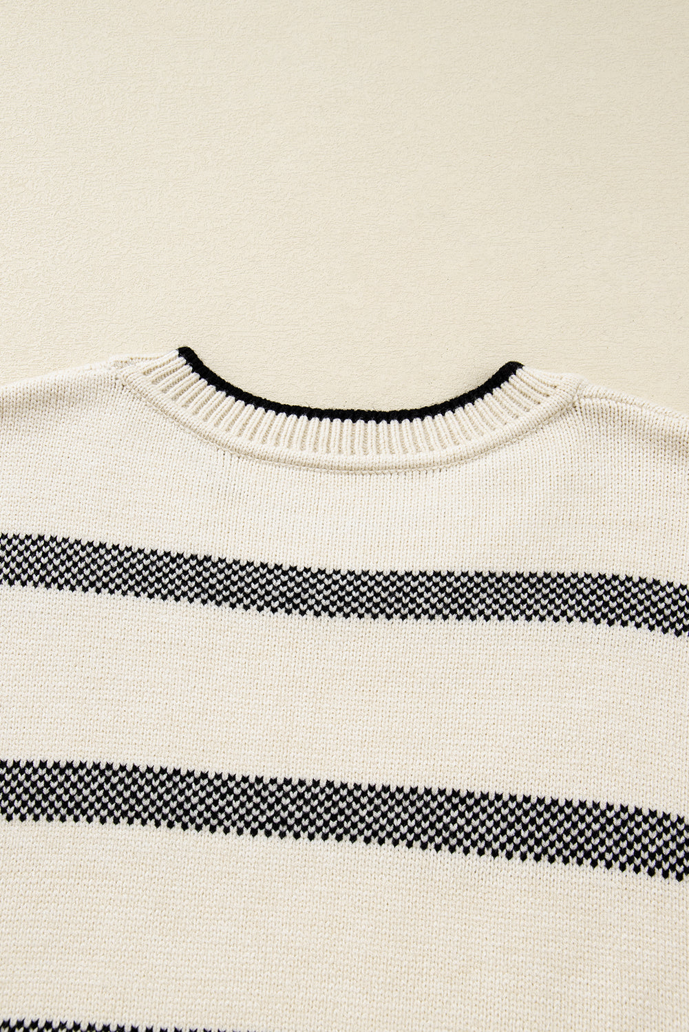 Stripe Wide Sleeve Drop Shoulder Plus Sweater - eAura
