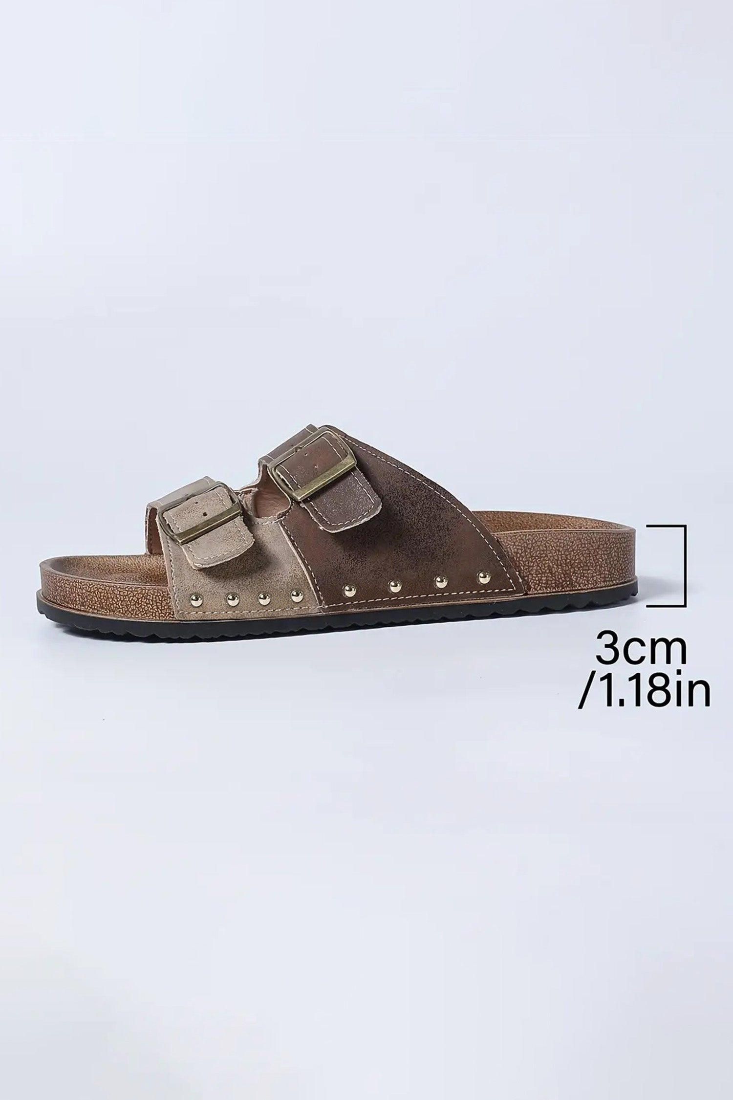 Leopard Two-Tone Buckle Strap Hollowed Faux Suede Sandals