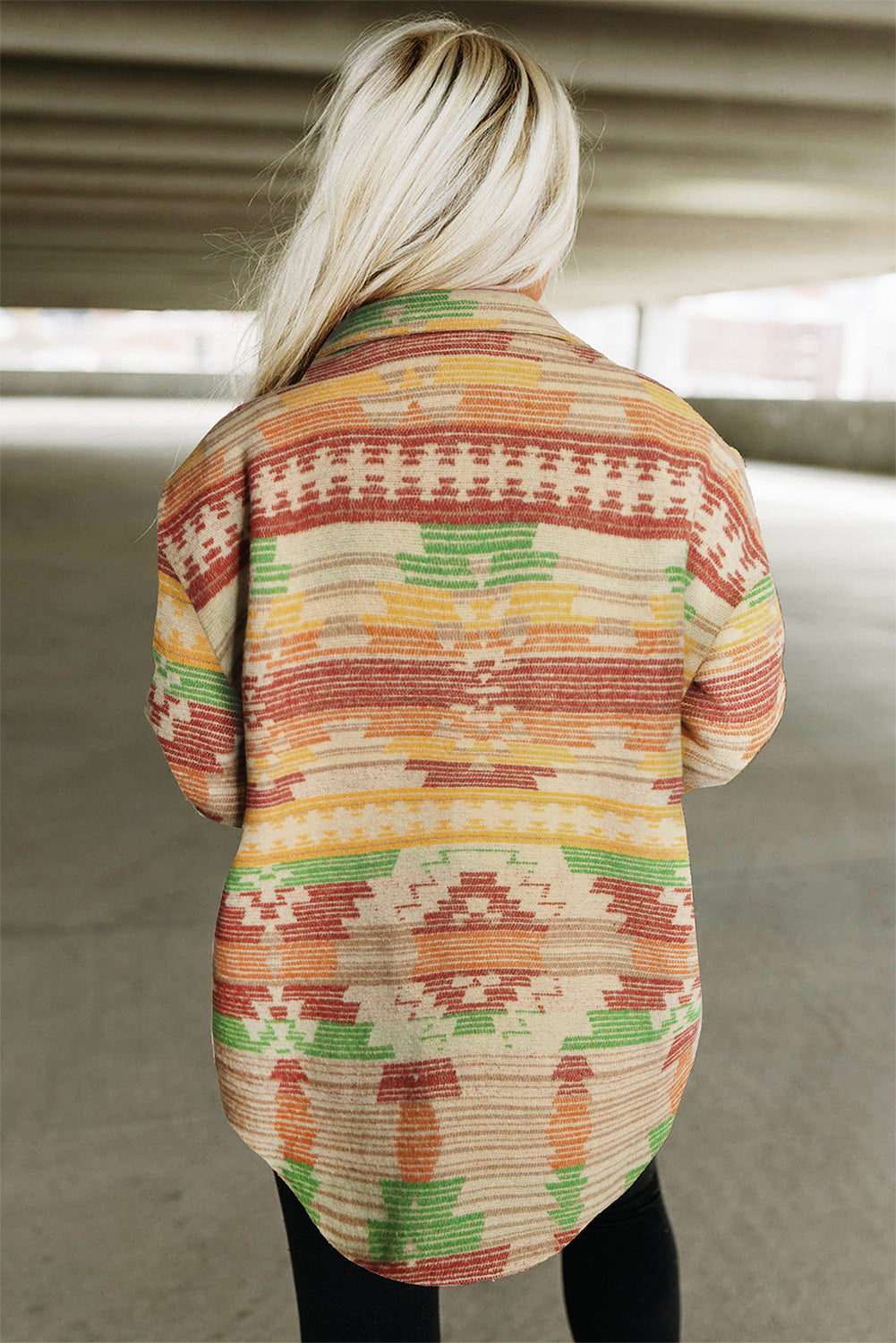MultiColour Western Aztec Print Button Flap Pocket Shacket eAura